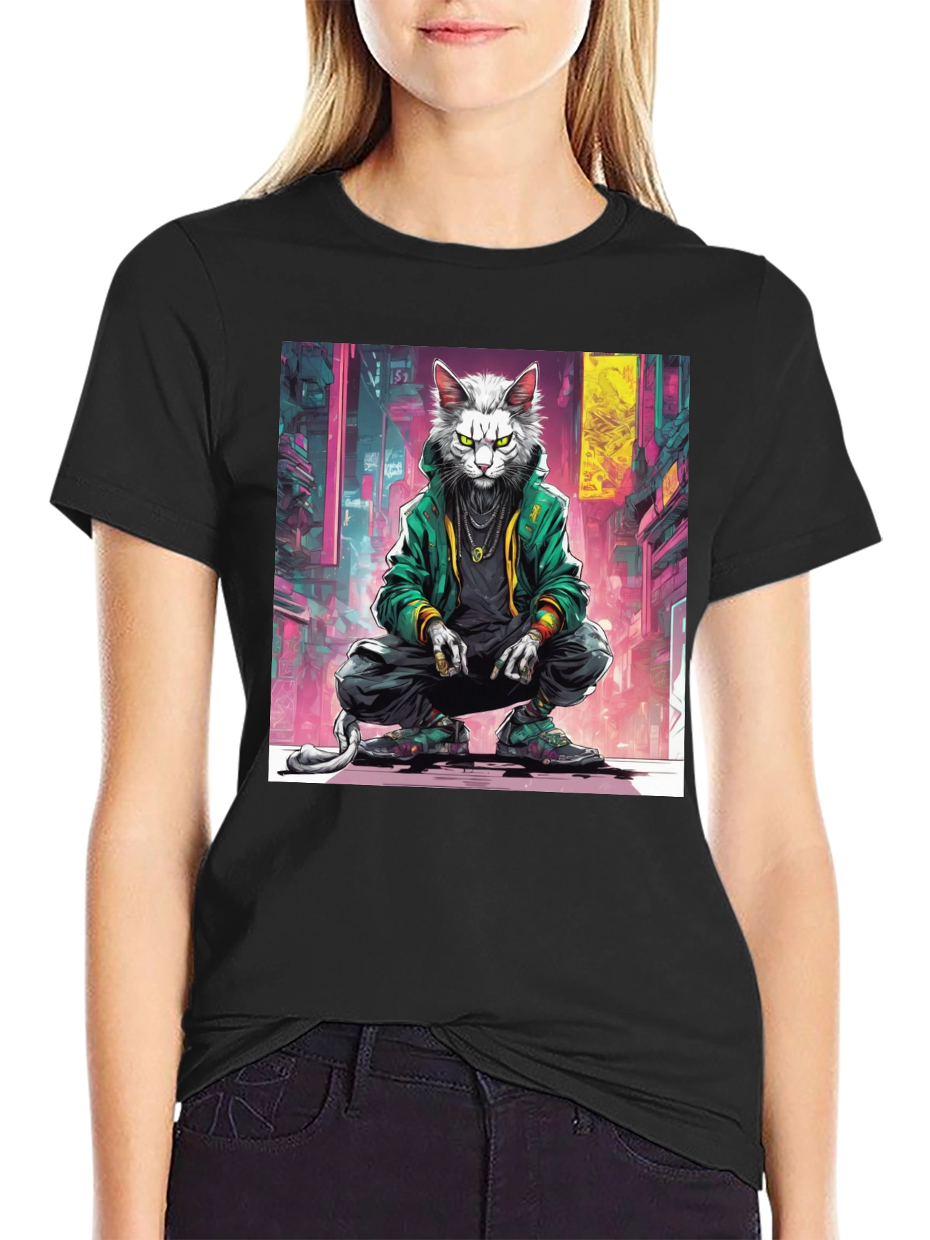Urban Cat Graphic Tee - Cool Streetwear Style