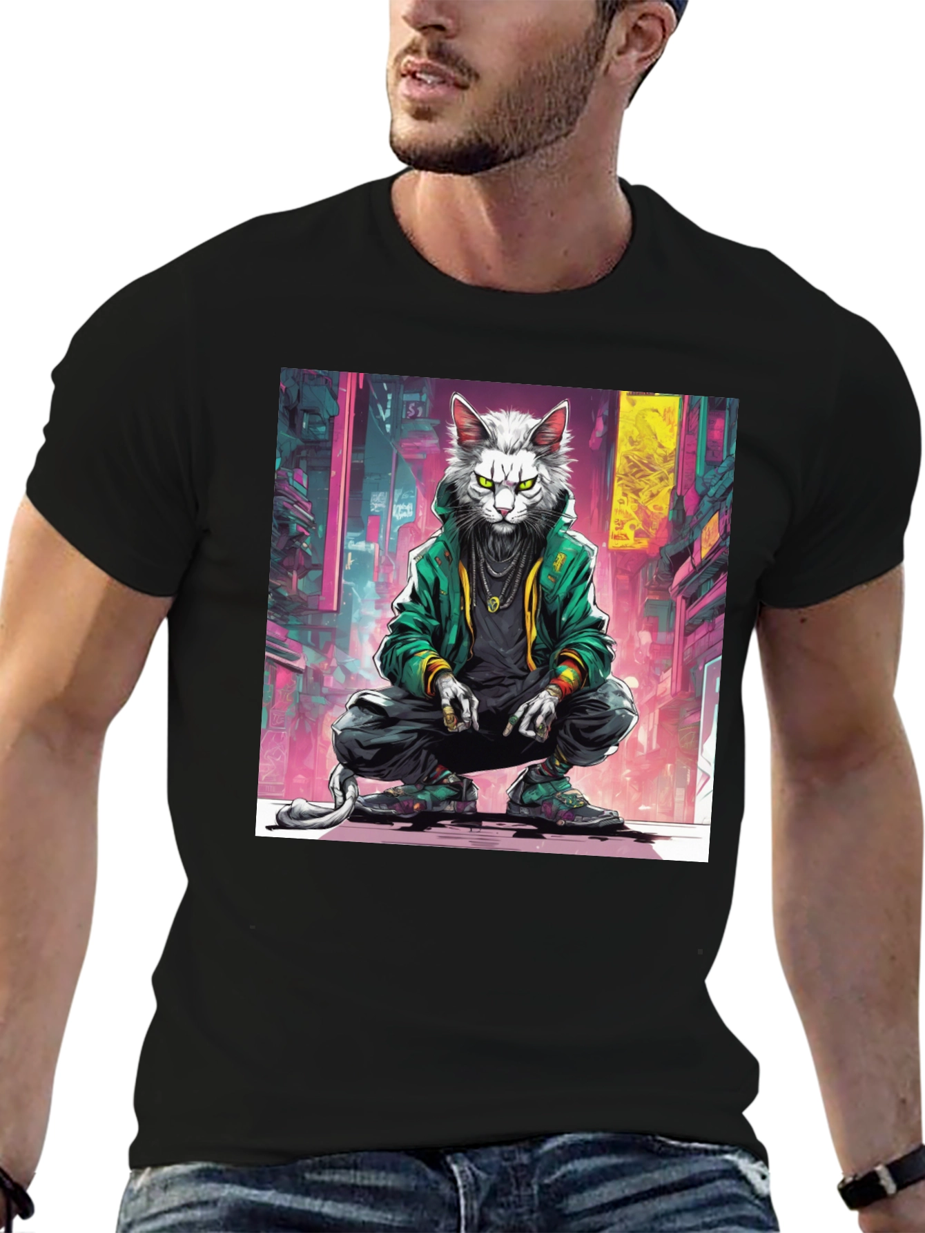 Urban Cat Graphic Tee - Cool Streetwear Style