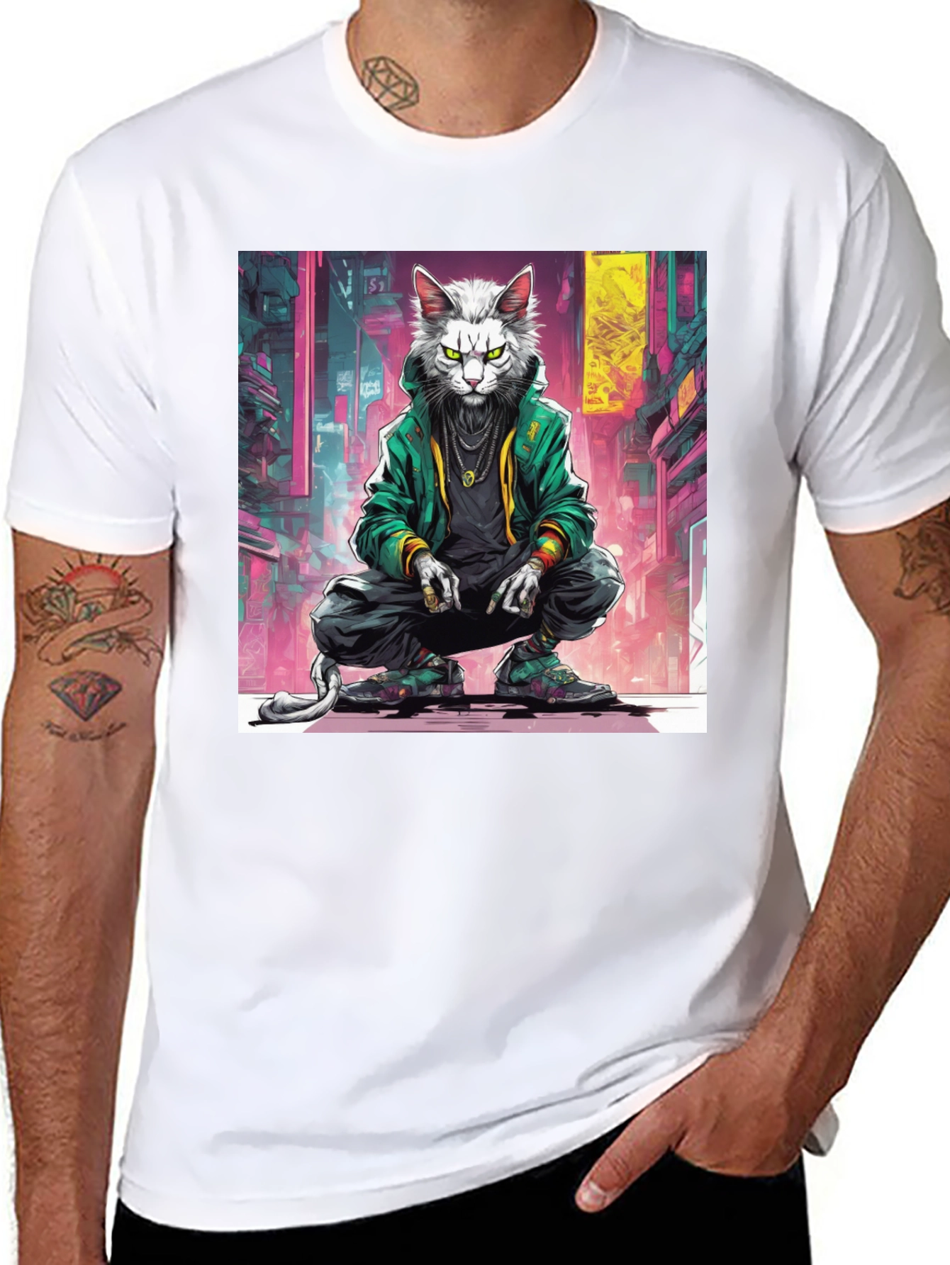 Urban Cat Graphic Tee - Cool Streetwear Style