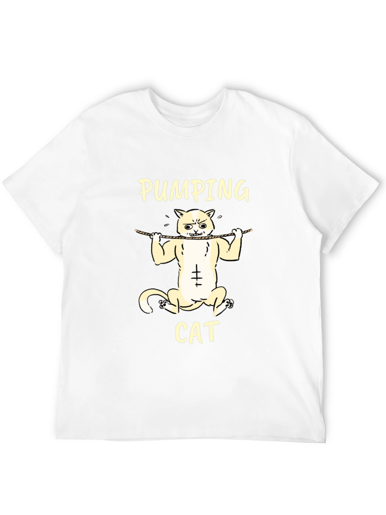 Pumping Cat Graphic T-Shirt - Gym Humor Tee