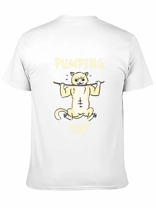 Pumping Cat Graphic T-Shirt - Gym Humor Tee
