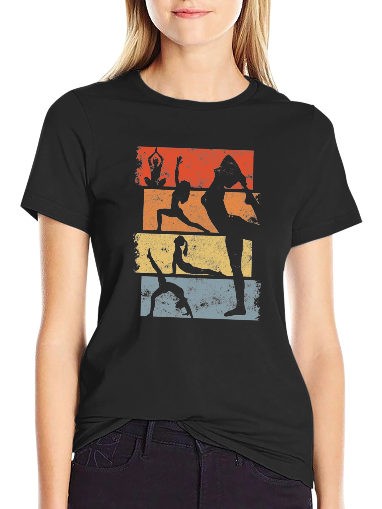 Yoga Pose Graphic T-Shirt - Retro Style