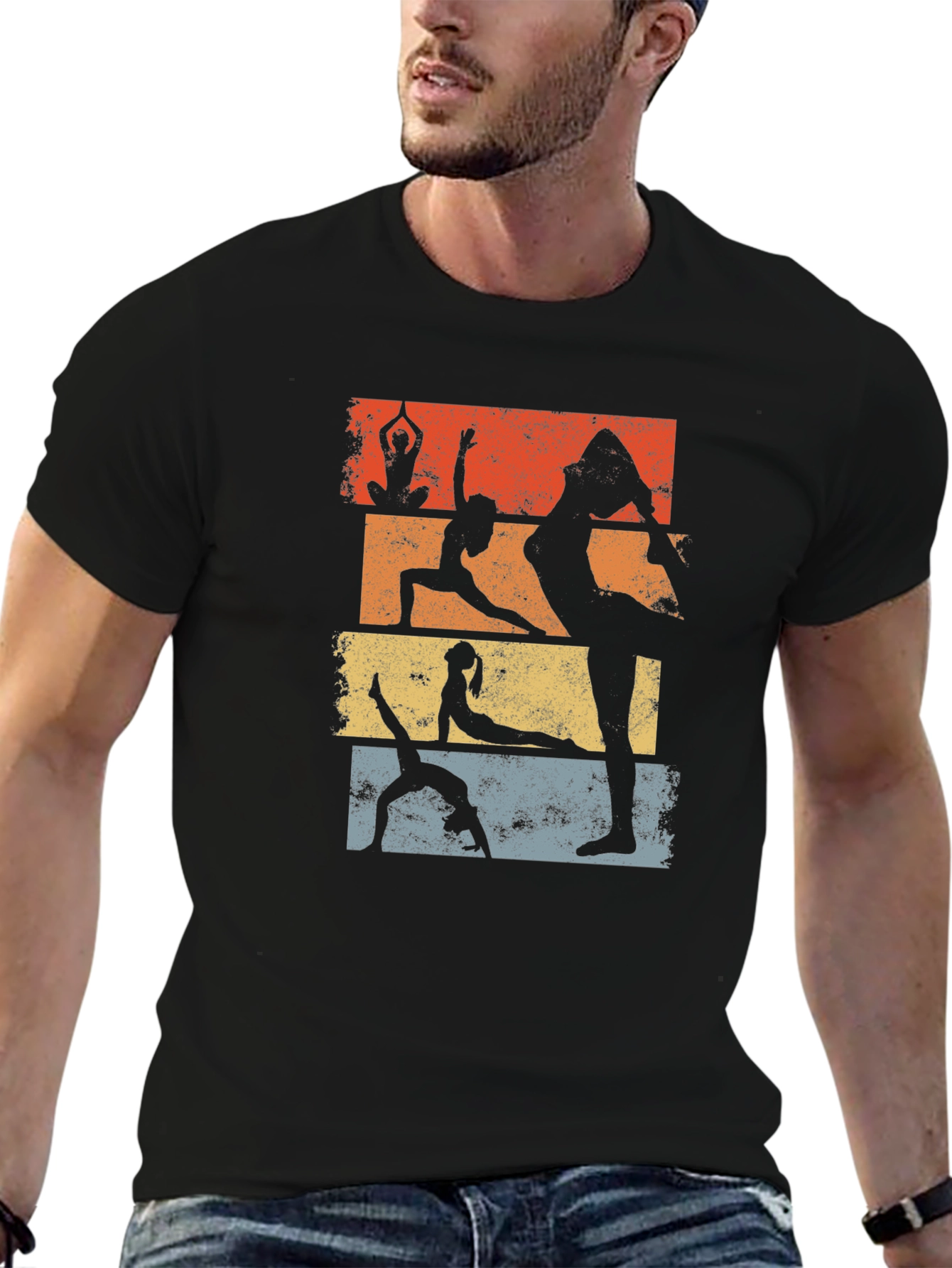 Yoga Pose Graphic T-Shirt - Retro Style