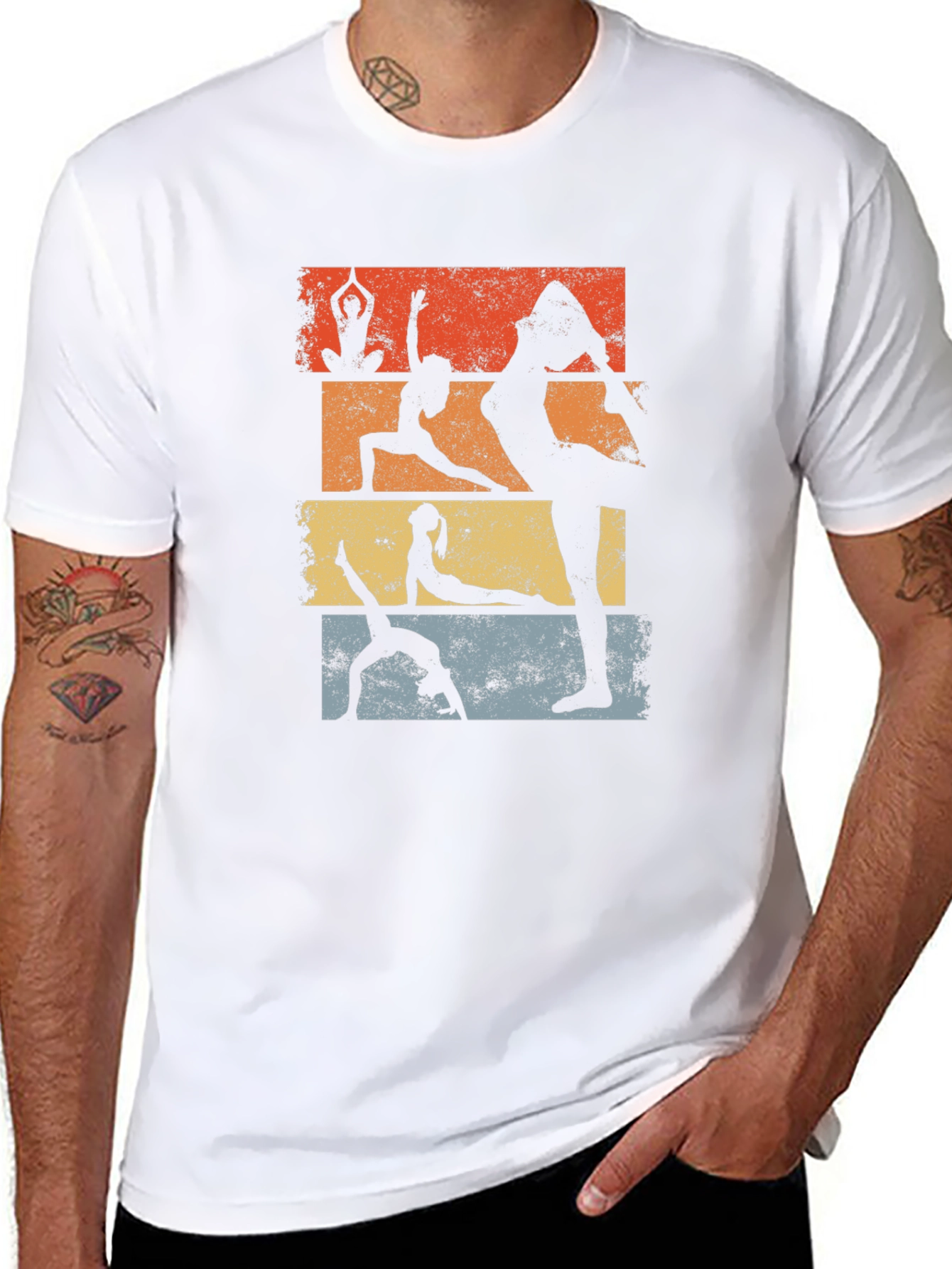 Yoga Pose Graphic T-Shirt - Retro Style