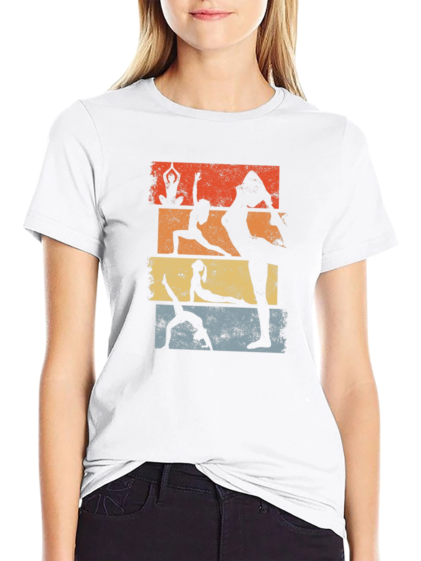Yoga Pose Graphic T-Shirt - Retro Style