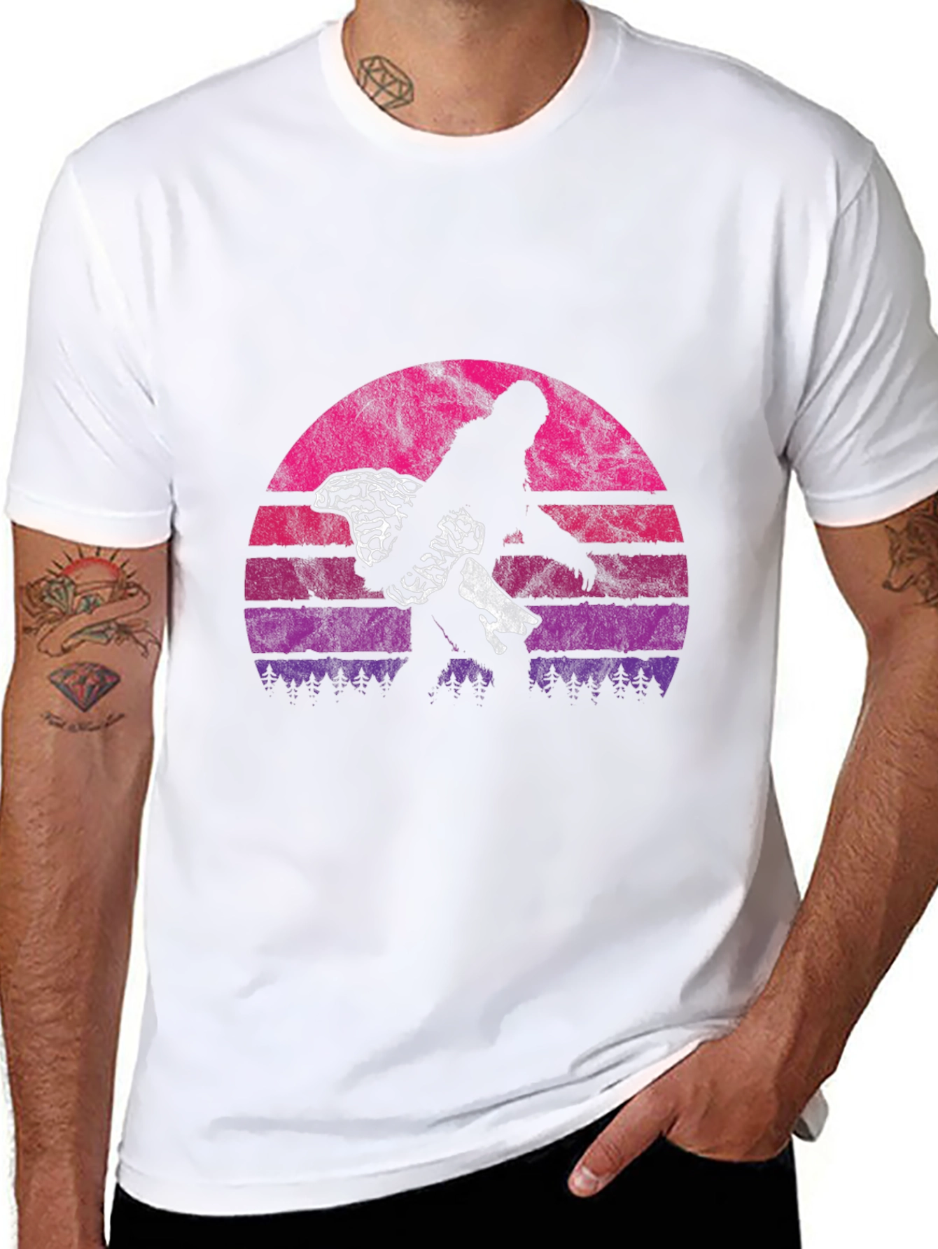Retro Bigfoot Carrying Mushrooms T-Shirt