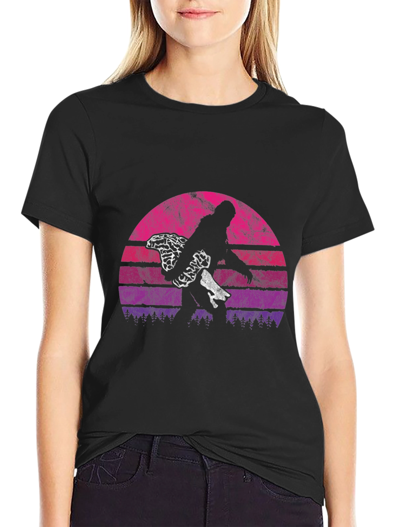 Retro Bigfoot Carrying Mushrooms T-Shirt