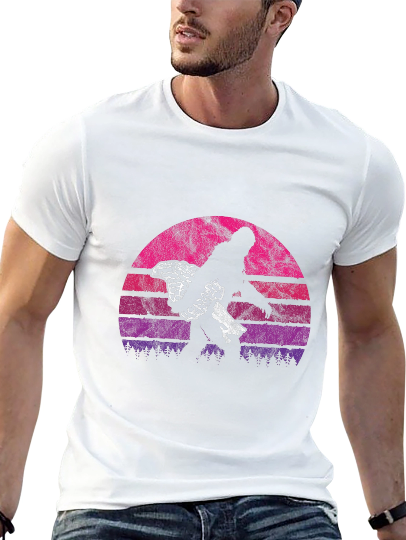 Retro Bigfoot Carrying Mushrooms T-Shirt