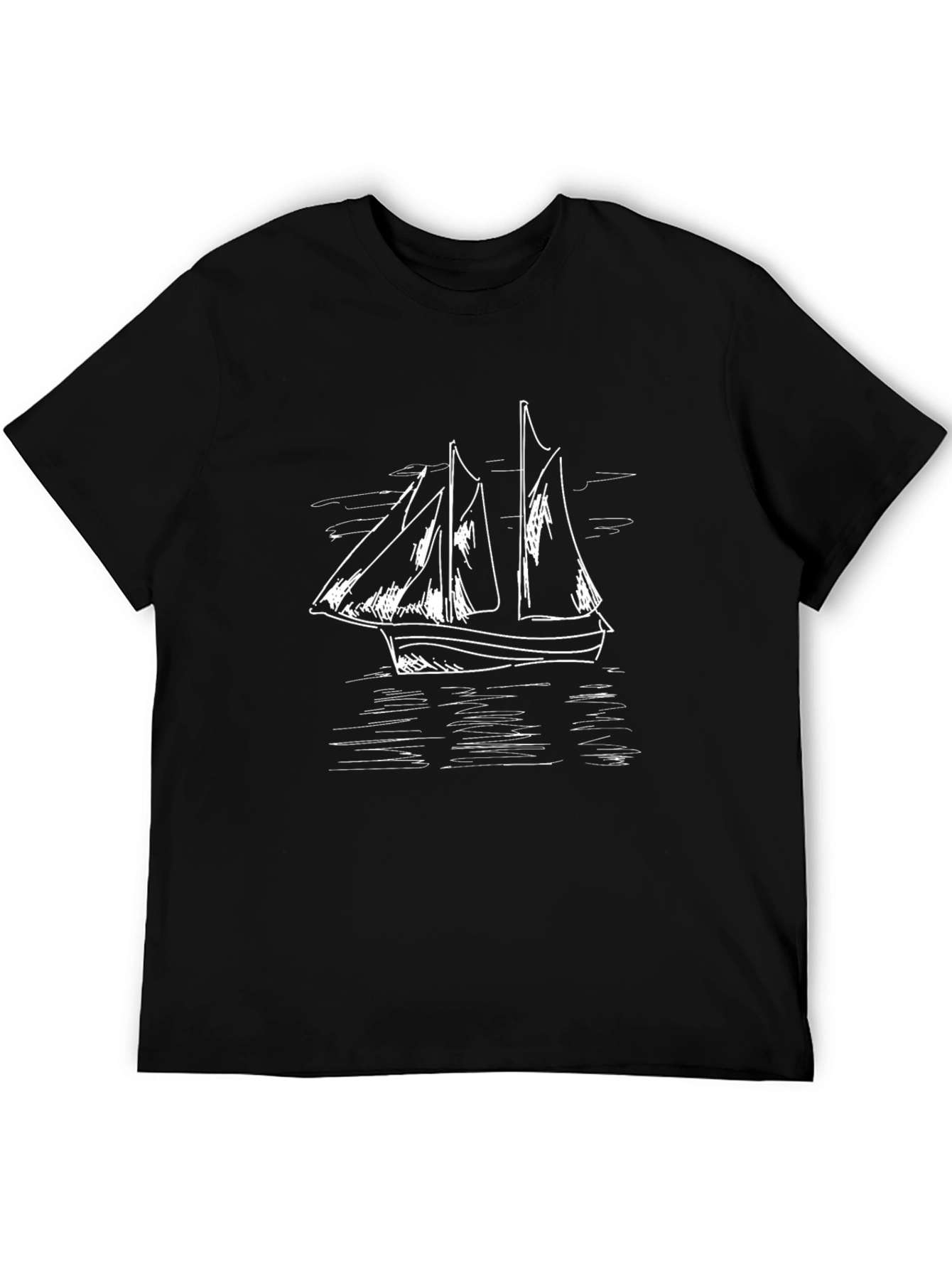 Nautical Sailboat Graphic Tee - Classic Black