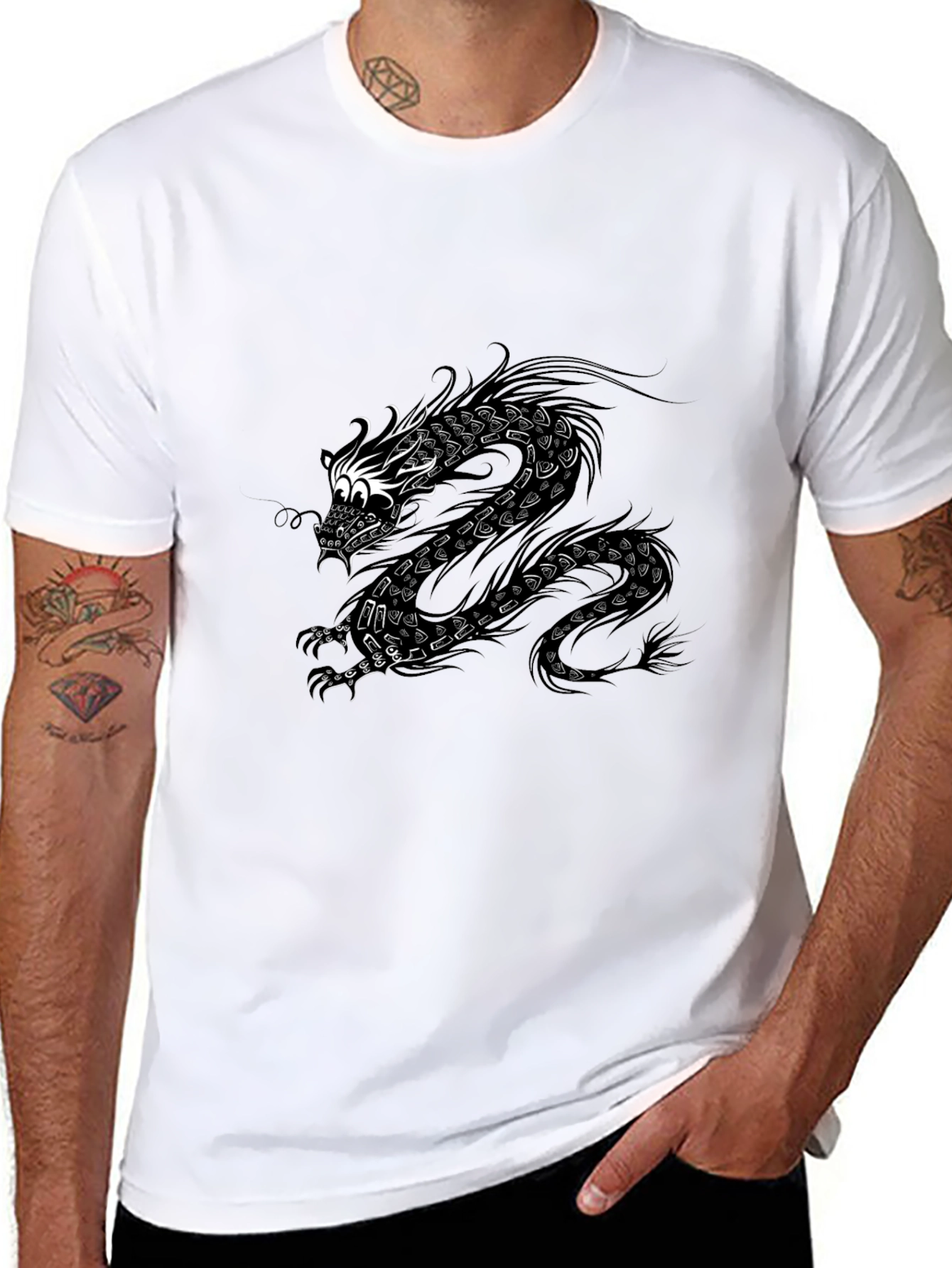 Dragon Graphic Print Black T-Shirt