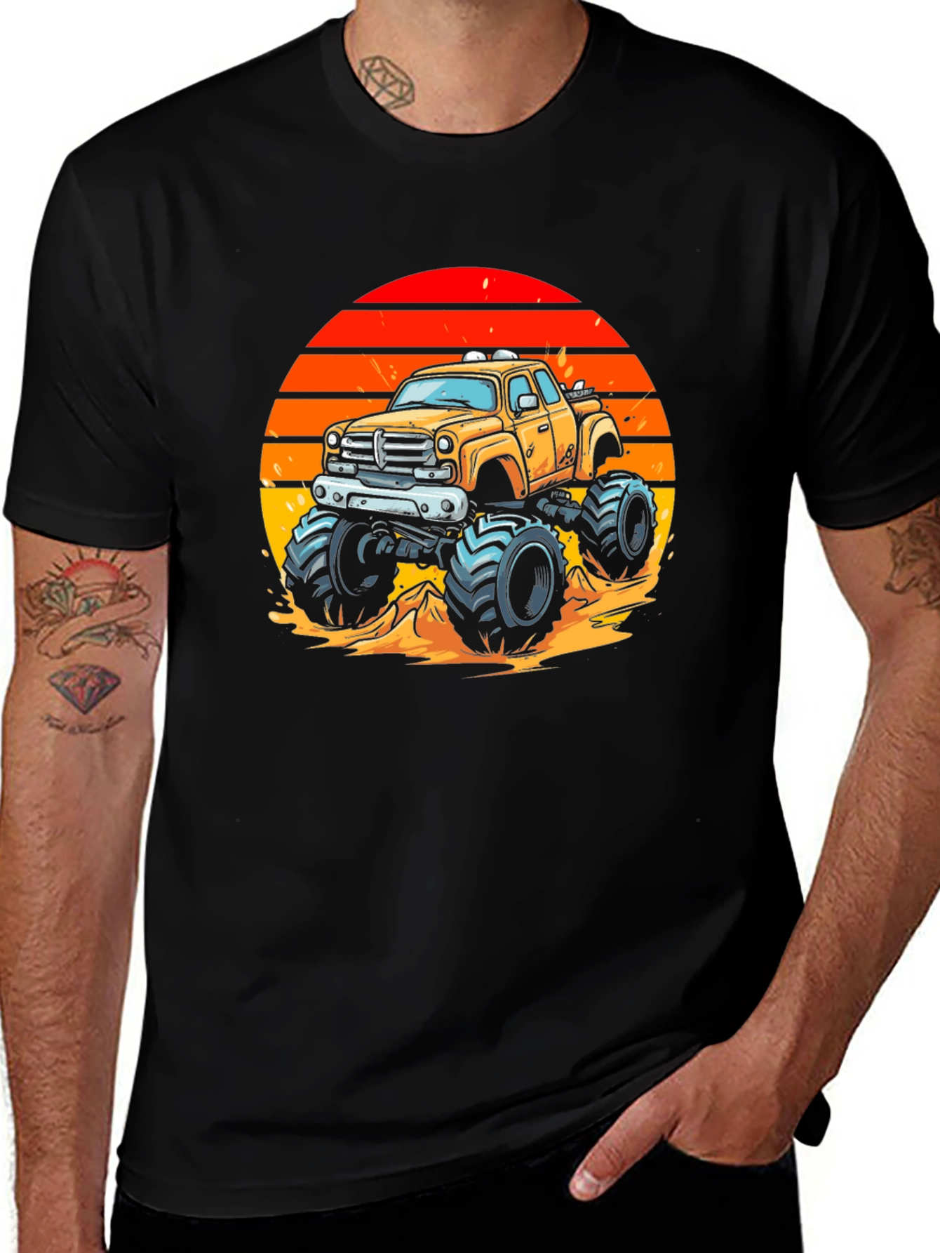 Monster Truck Sunset Graphic Tee