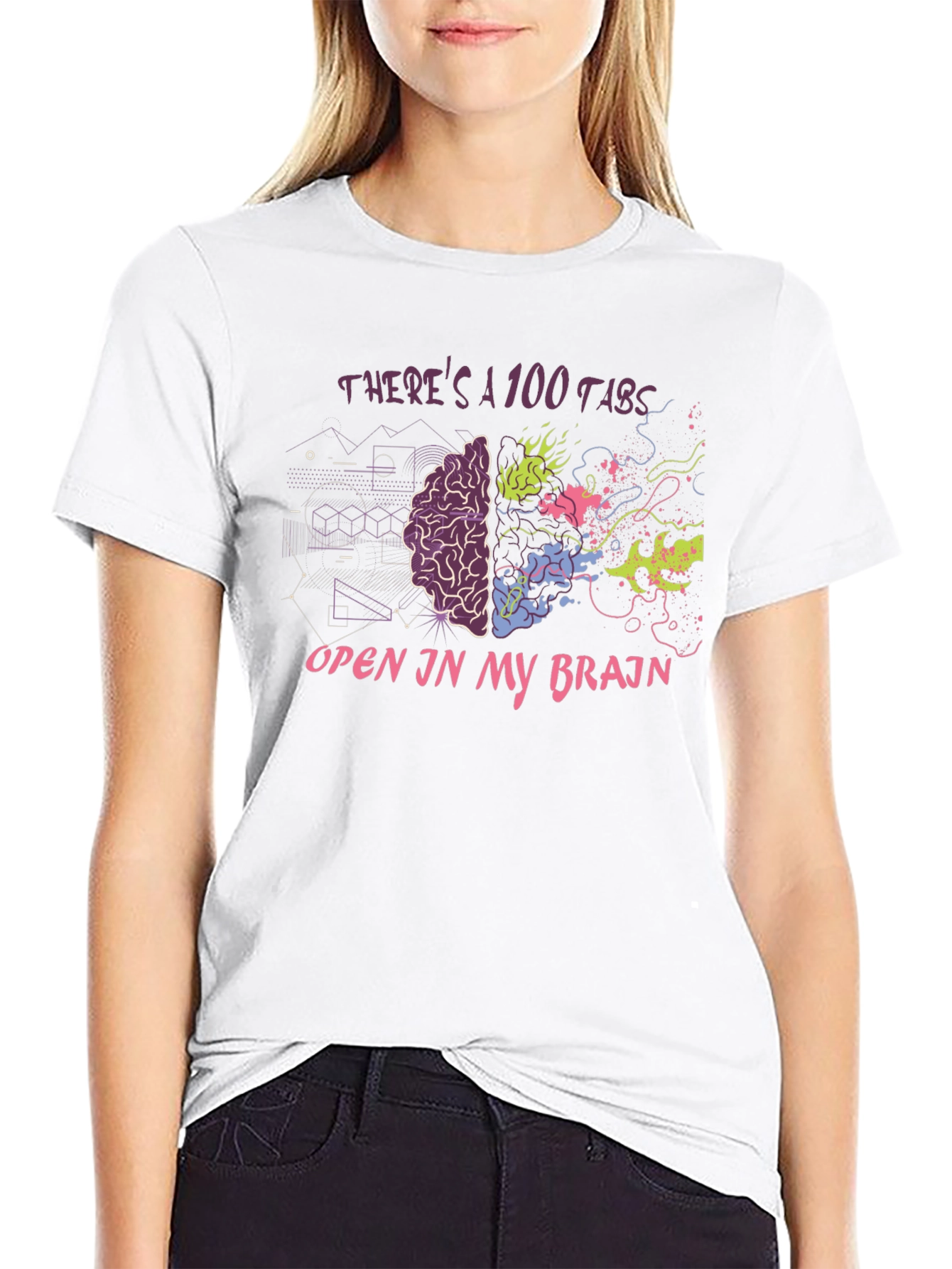 100 Tabs Brain T-Shirt - Creative & Comfortable