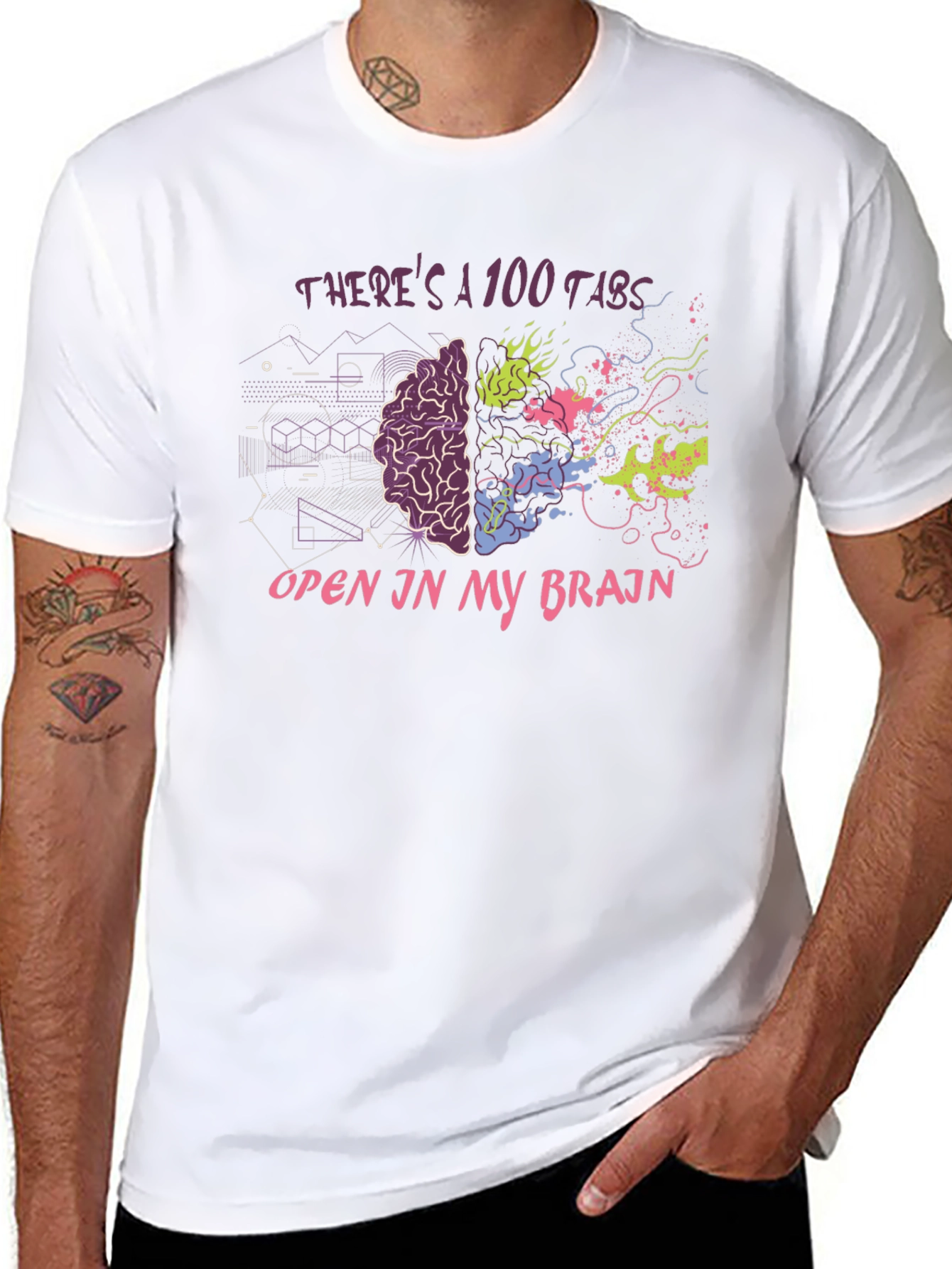 100 Tabs Brain T-Shirt - Creative & Comfortable