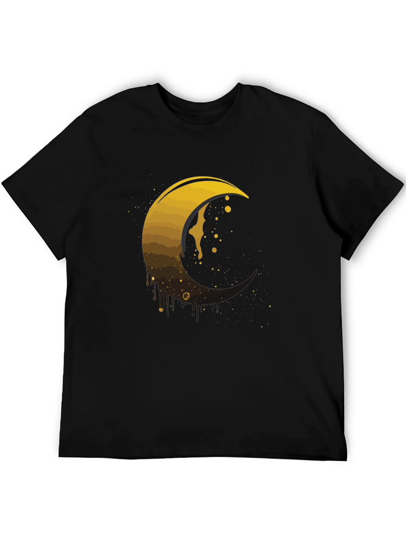 Golden Crescent Moon Graphic Tee - Modern Mens T-Shirt