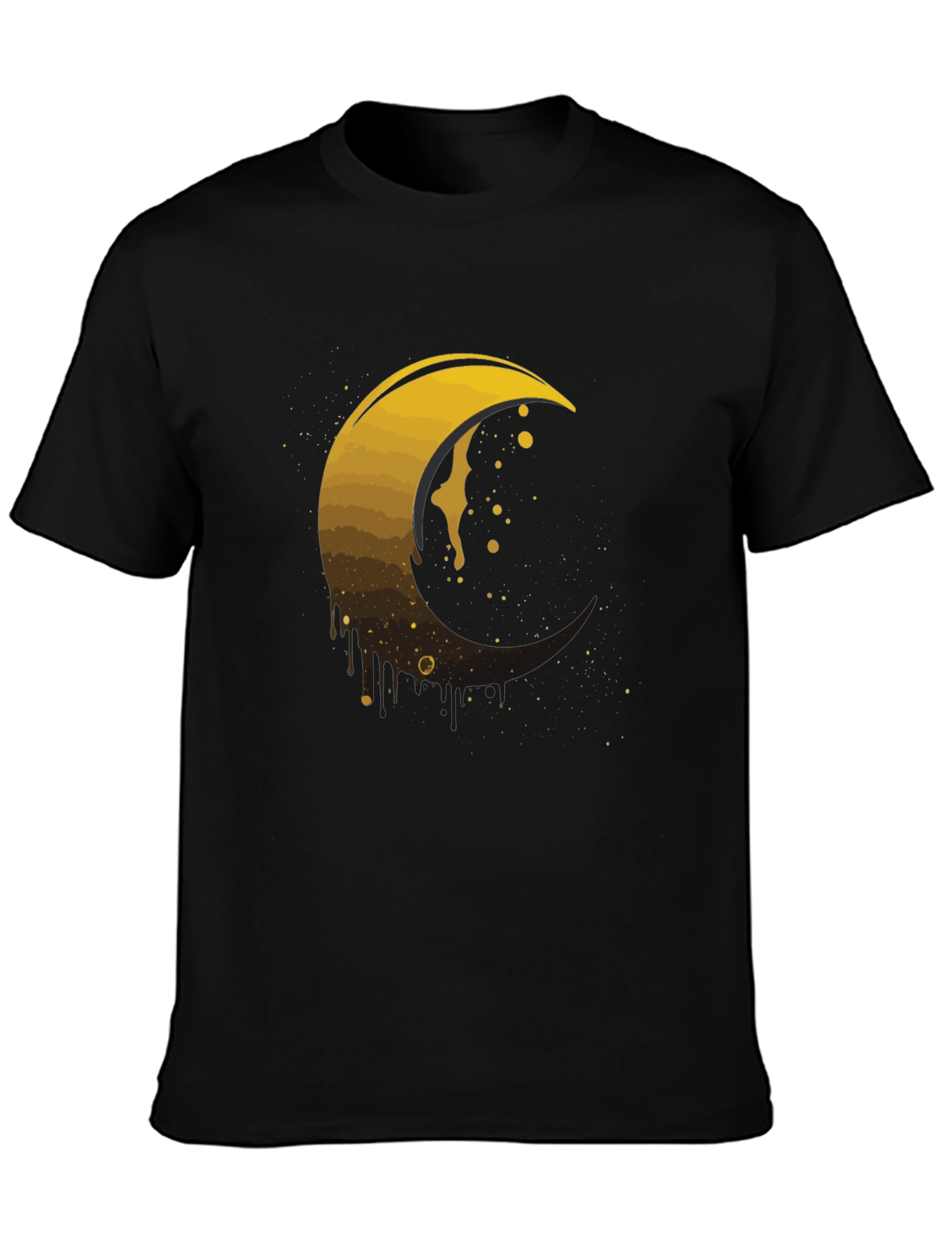 Golden Crescent Moon Graphic Tee - Modern Mens T-Shirt