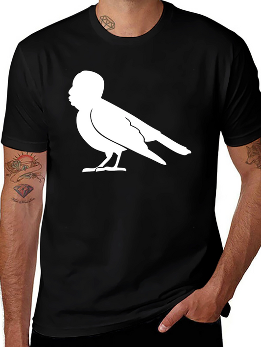 Unique Pigeon Profile Silhouette Black T-Shirt
