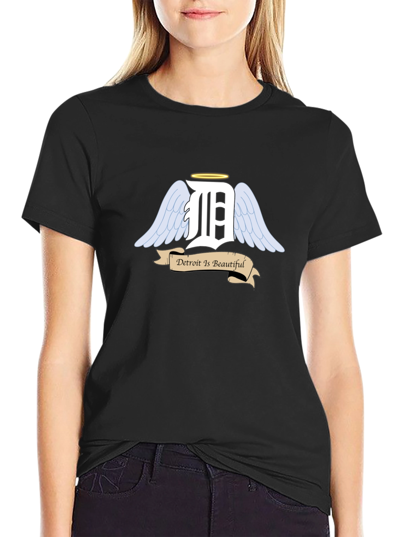 Detroit Angel Wings Black T-Shirt