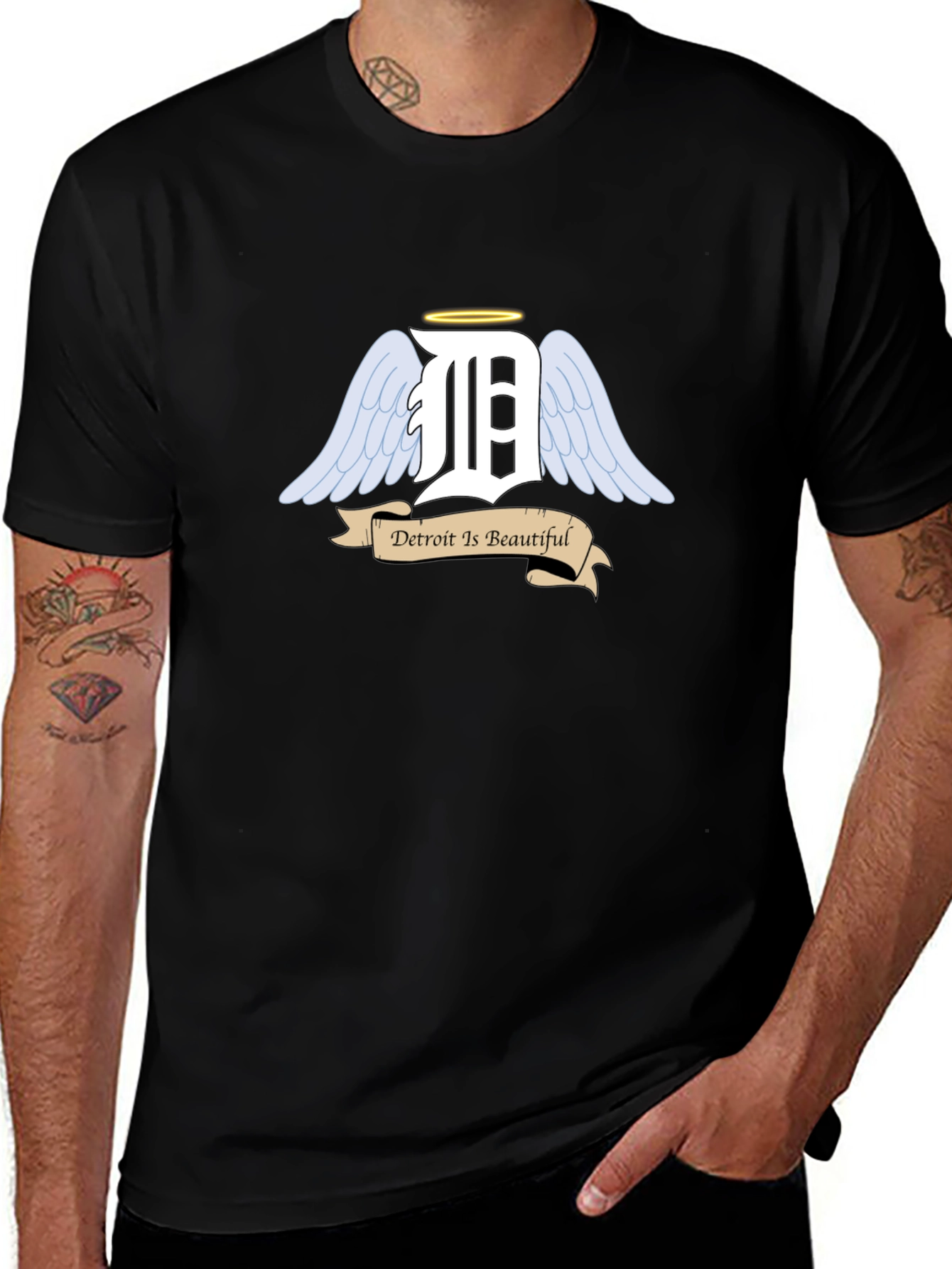 Detroit Angel Wings Black T-Shirt