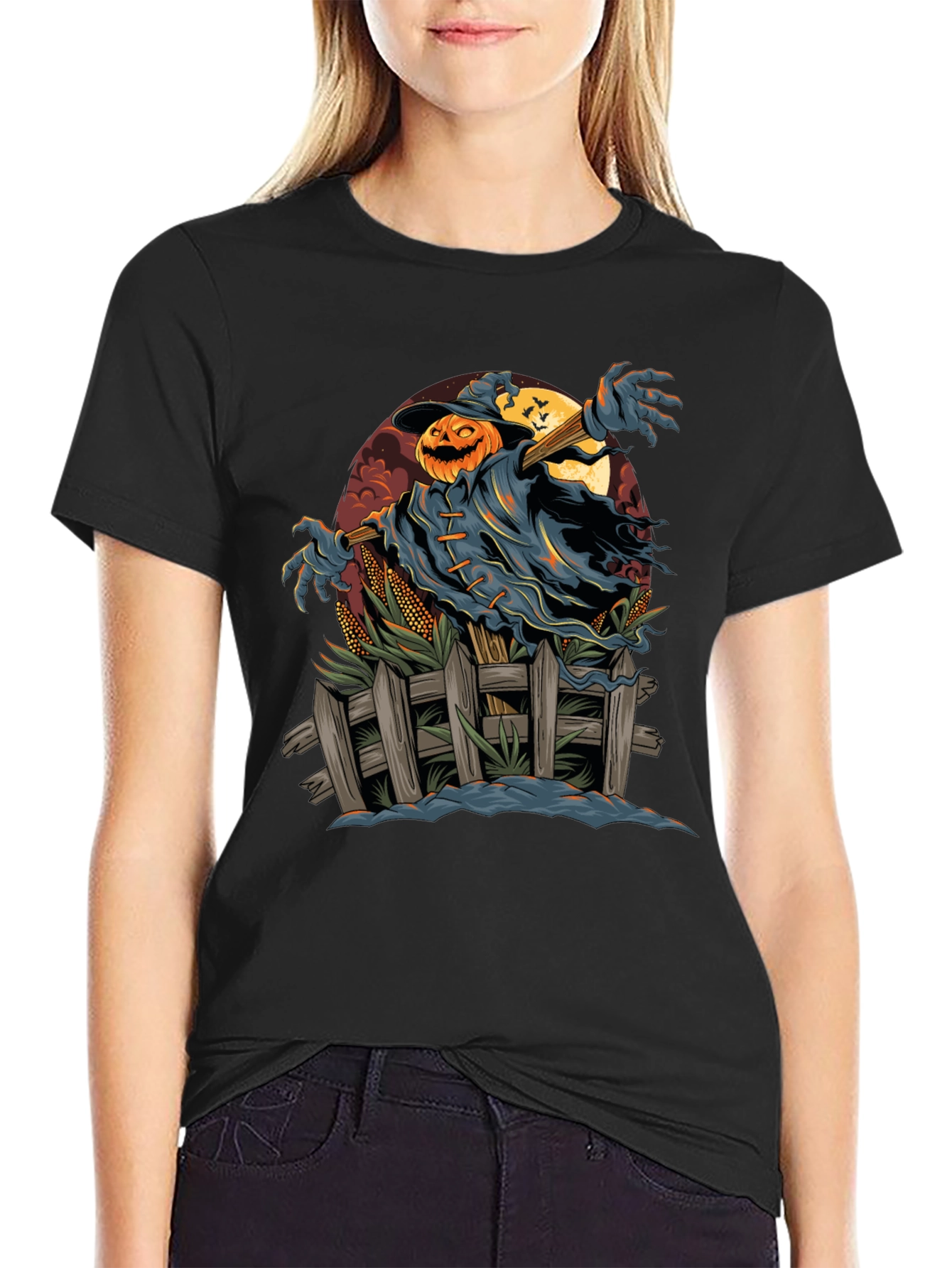 Spooky Scarecrow Halloween T-Shirt