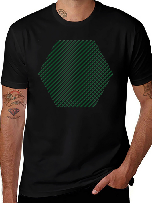 Stripped Hexagon Graphic Tee - Casual Style