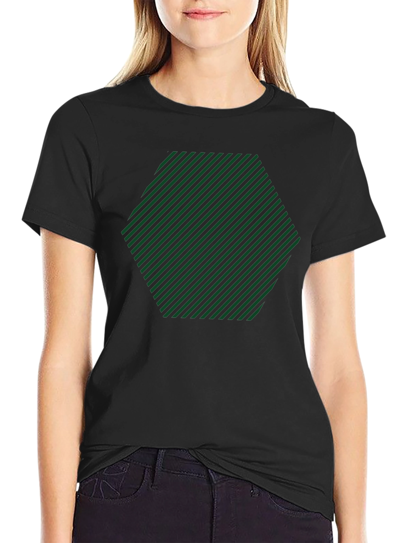 Stripped Hexagon Graphic Tee - Casual Style