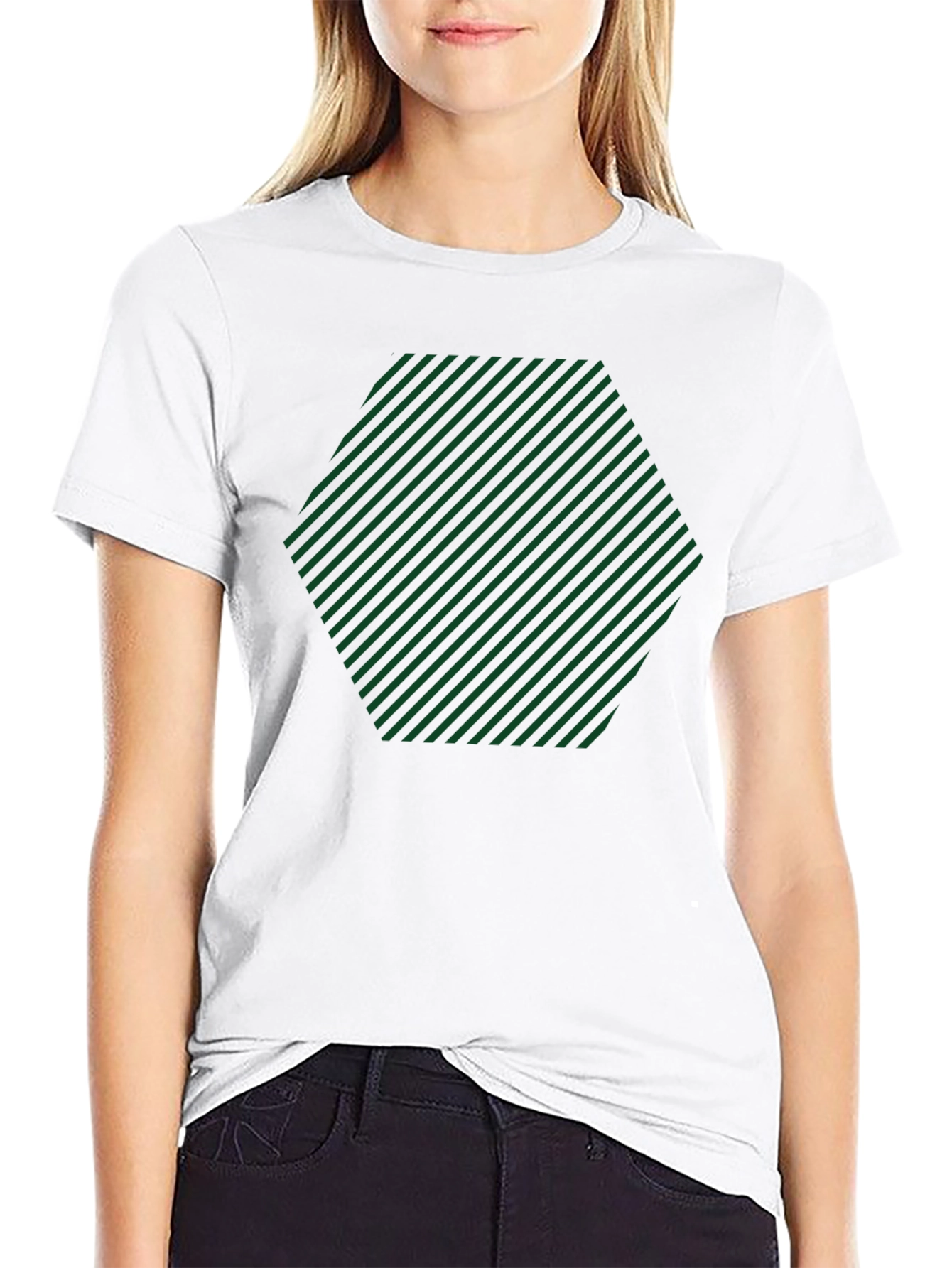 Stripped Hexagon Graphic Tee - Casual Style