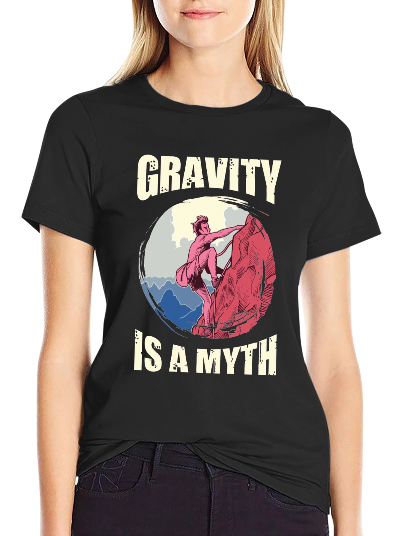 Gravity is a Myth T-Shirt - Climbing Design