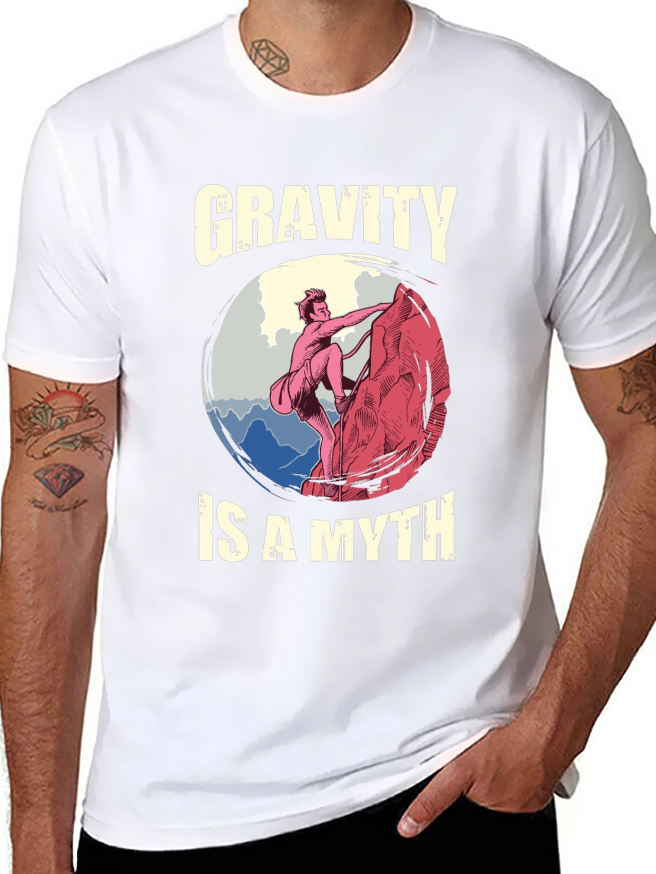 Gravity is a Myth T-Shirt - Climbing Design