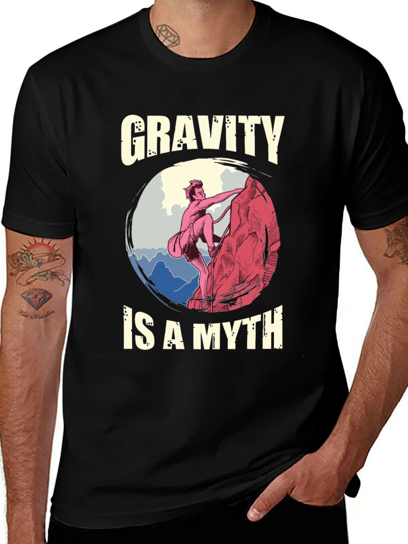 Gravity is a Myth T-Shirt - Climbing Design