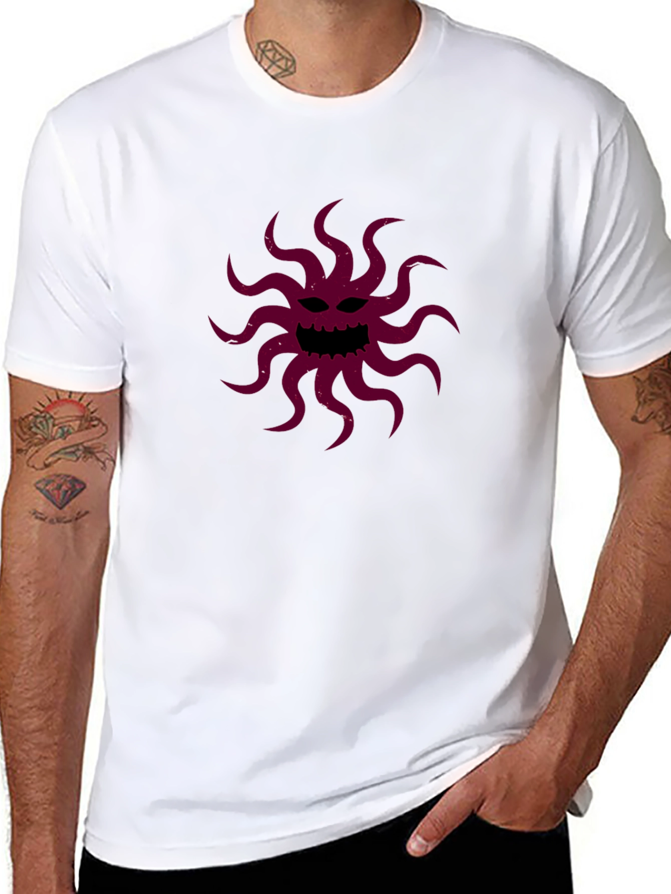 Black T-Shirt with Tentacle Monster Graphic