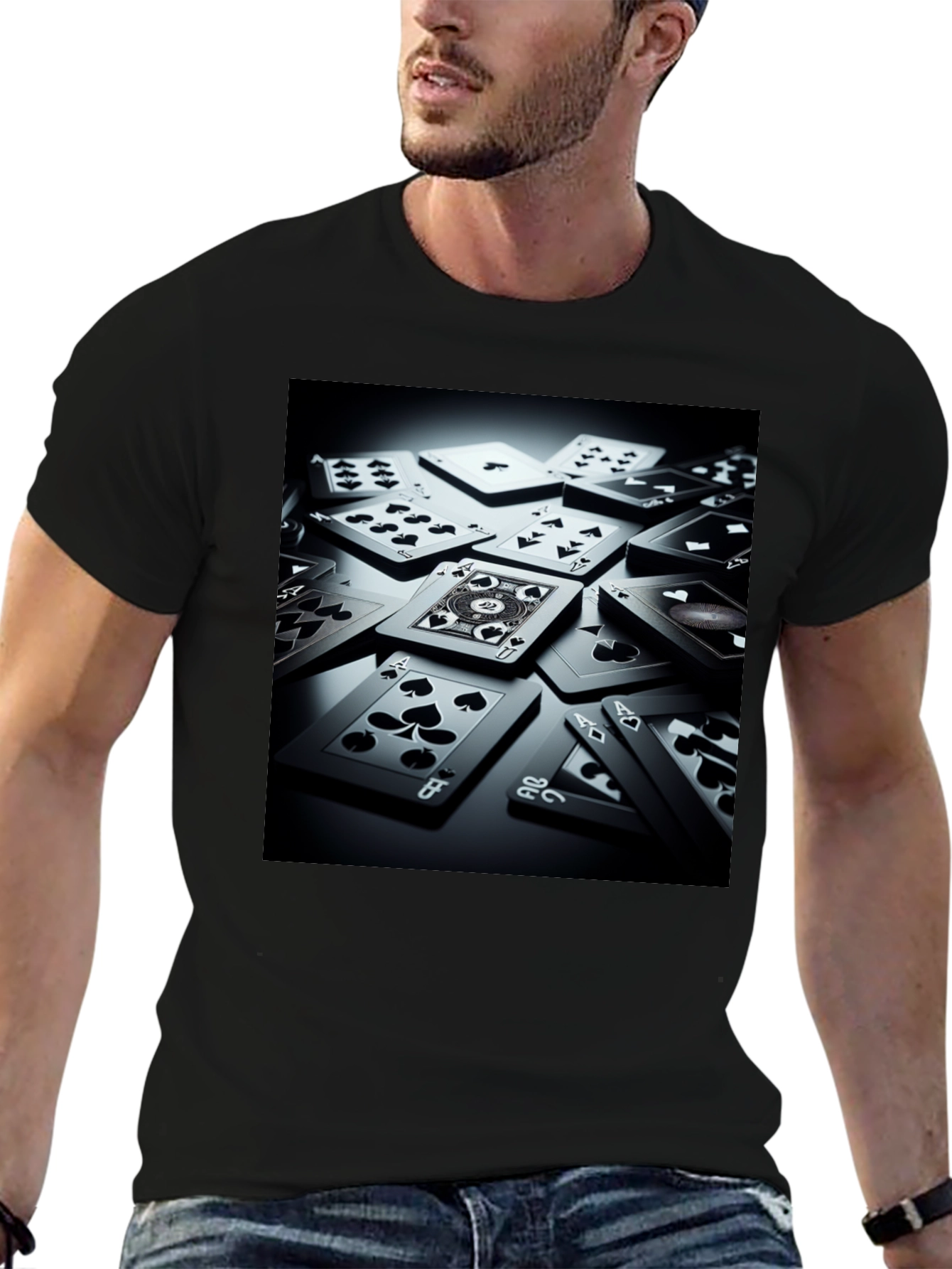 Playing Cards Graphic T-Shirt - Black Cotton Tee