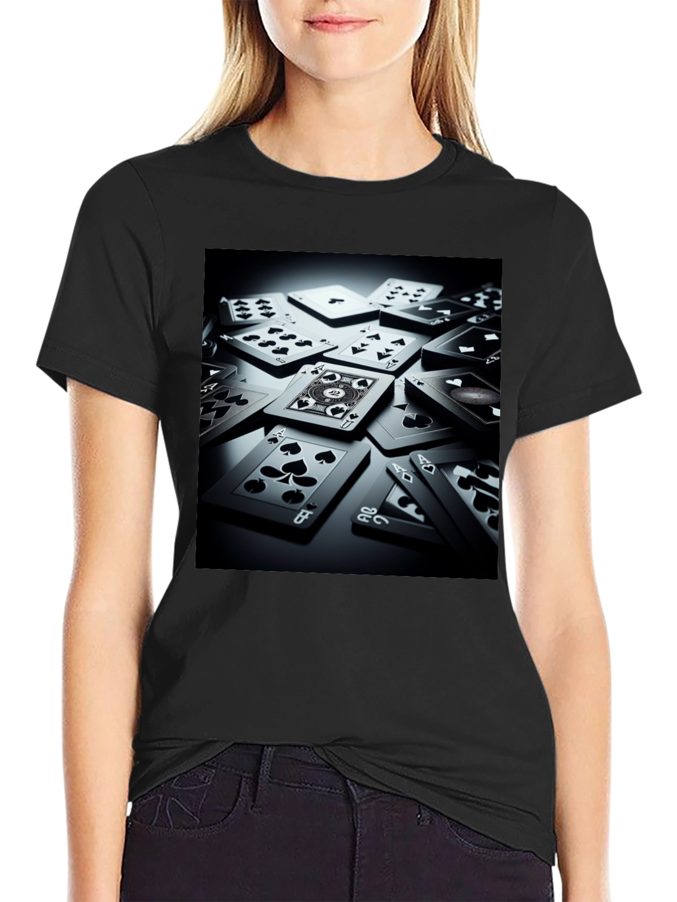 Playing Cards Graphic T-Shirt - Black Cotton Tee