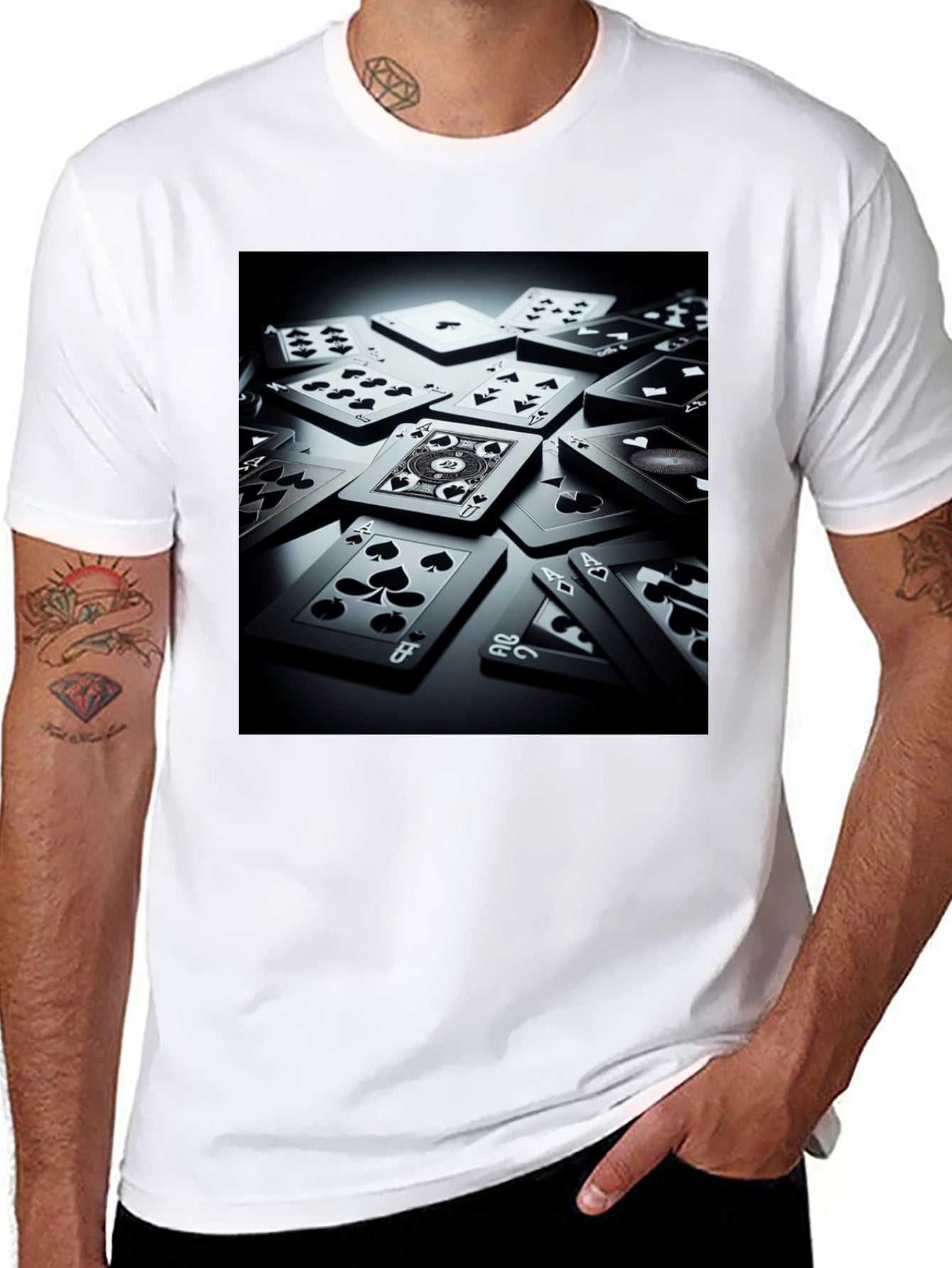 Playing Cards Graphic T-Shirt - Black Cotton Tee