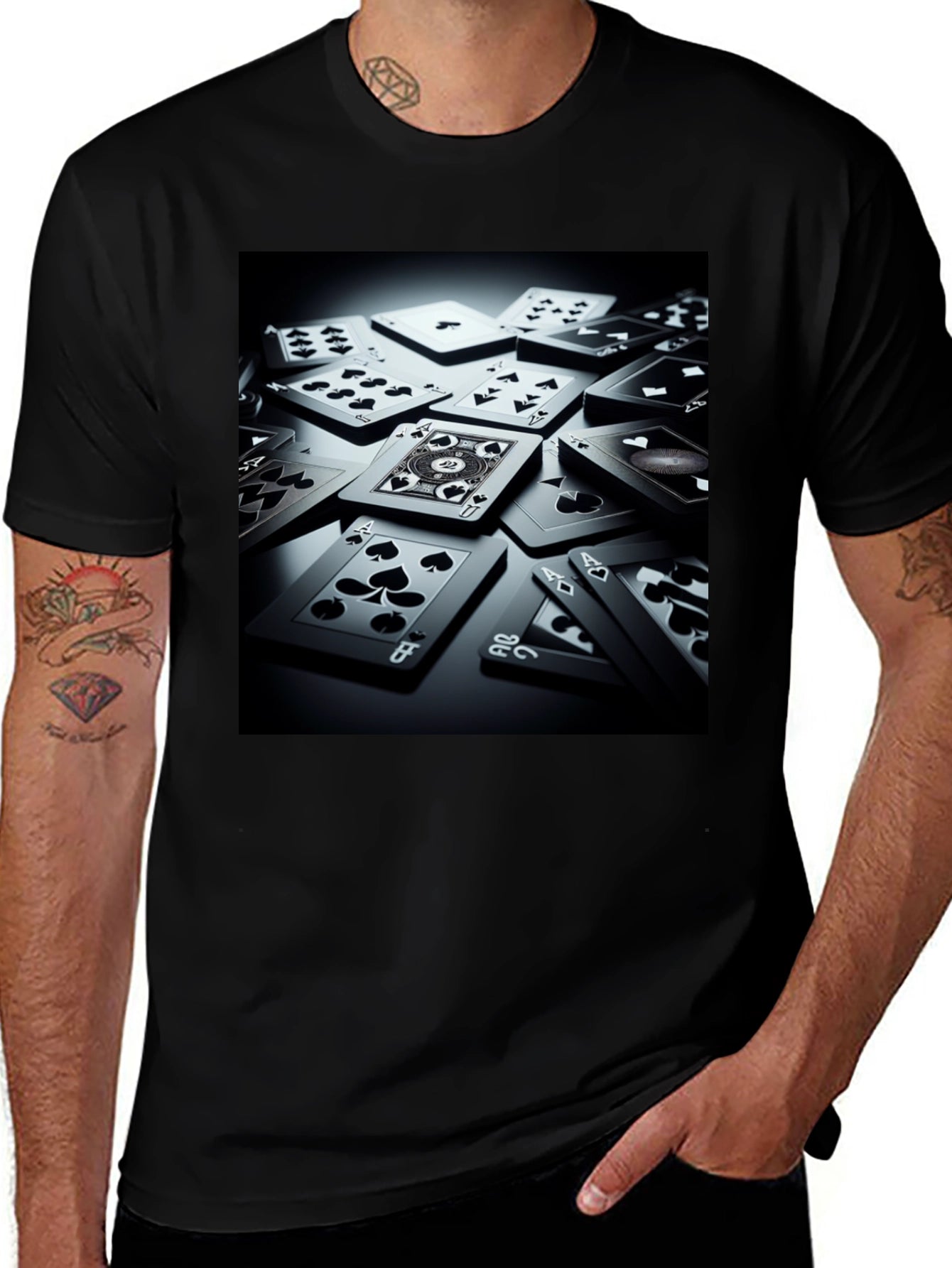 Playing Cards Graphic T-Shirt - Black Cotton Tee