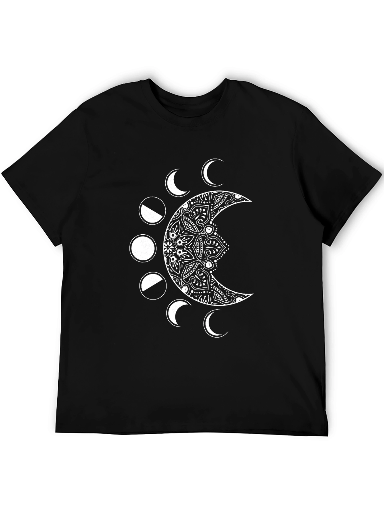 Lunar Phase Graphic Tee - Black Cotton Blend