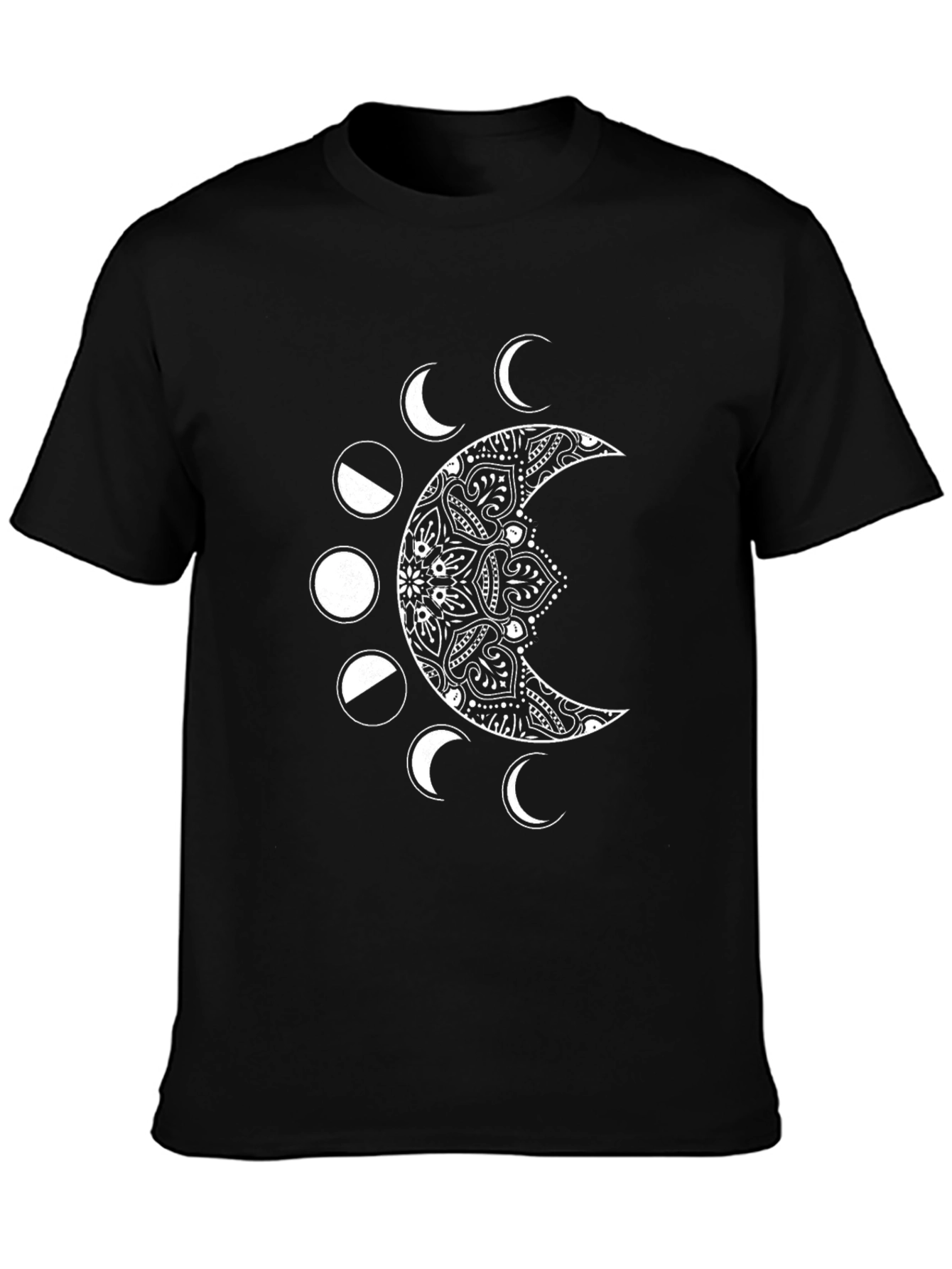 Lunar Phase Graphic Tee - Black Cotton Blend