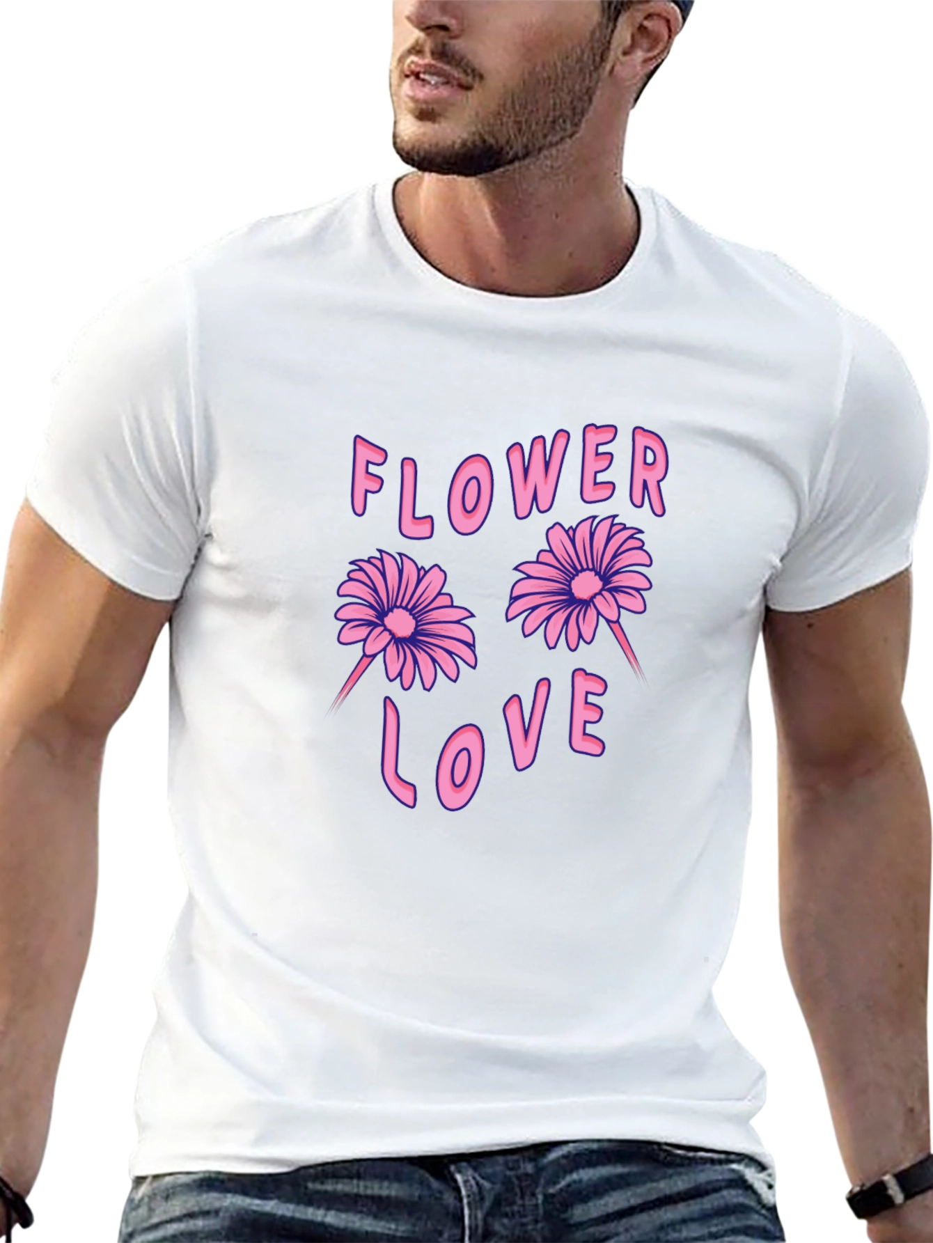 Flower Love Graphic Tee - Black Unisex T-Shirt