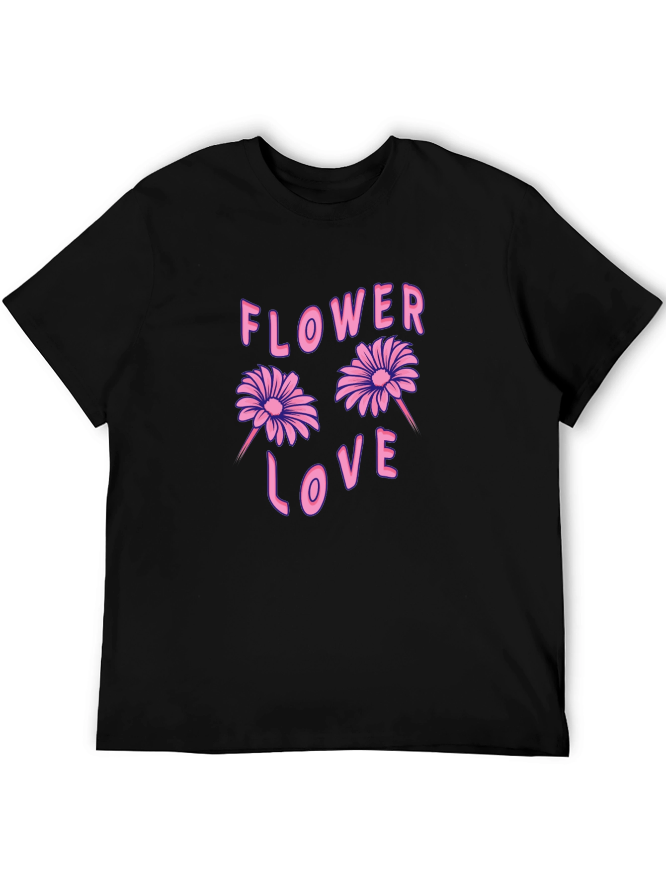 Flower Love Graphic Tee - Black Unisex T-Shirt