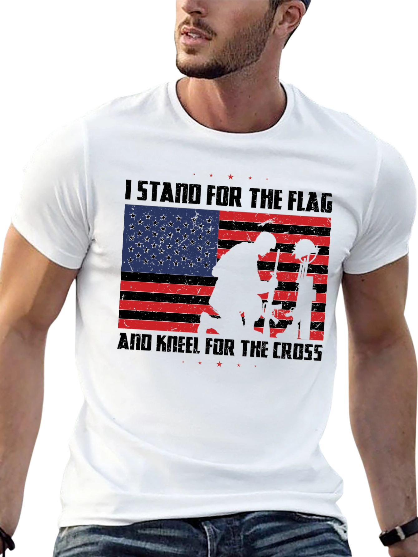Patriotic Flag & Cross T-Shirt
