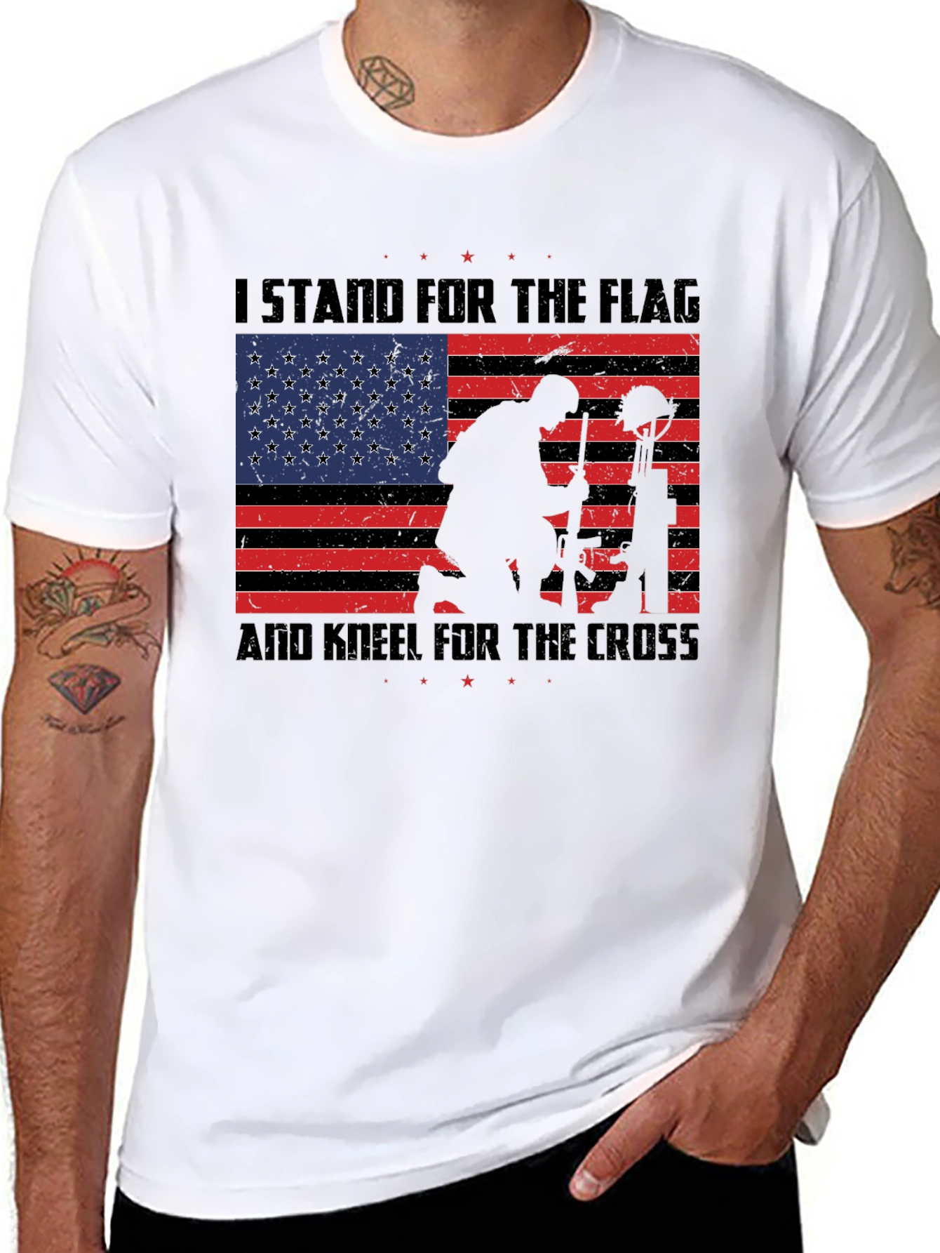 Patriotic Flag & Cross T-Shirt