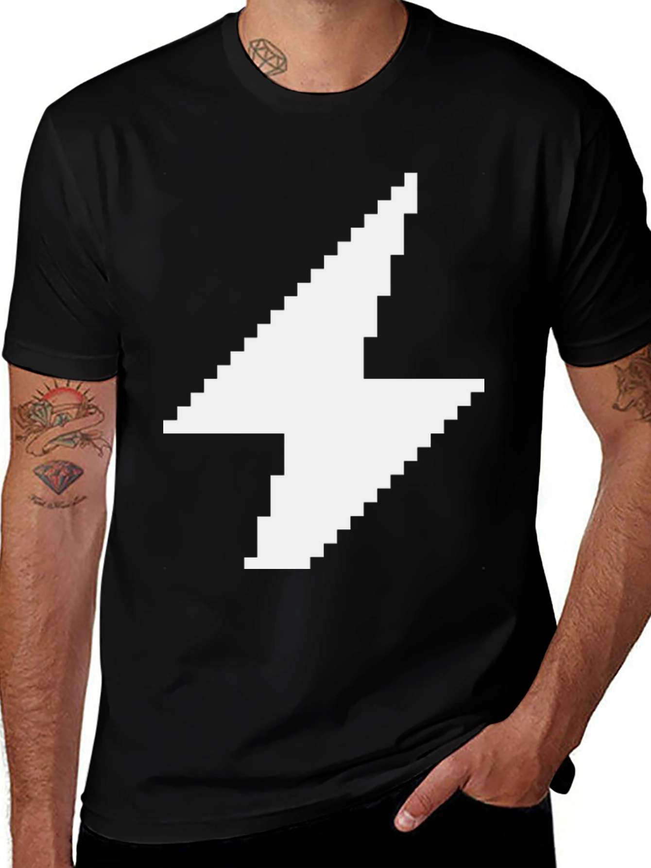 Pixel Lightning Bolt Black T-Shirt