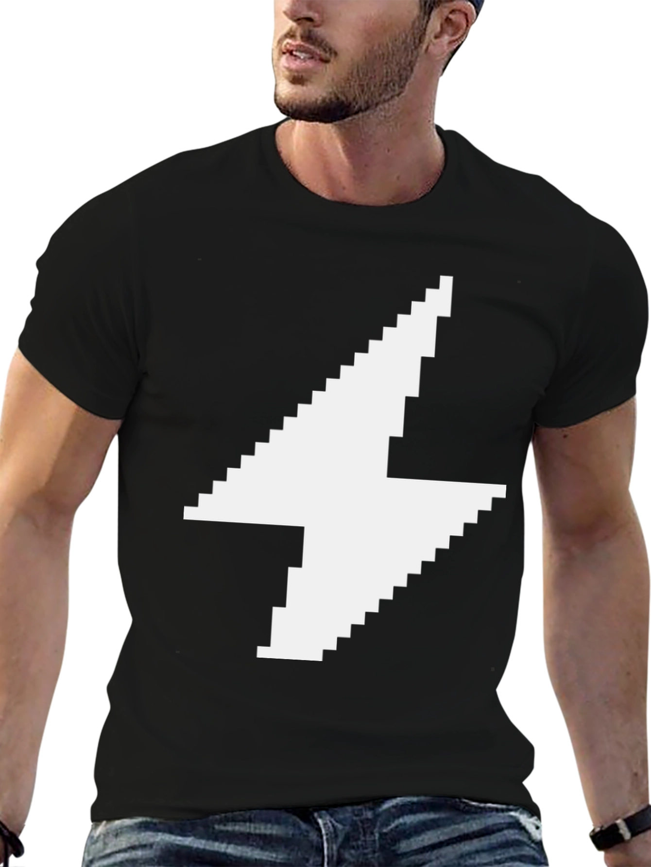 Pixel Lightning Bolt Black T-Shirt