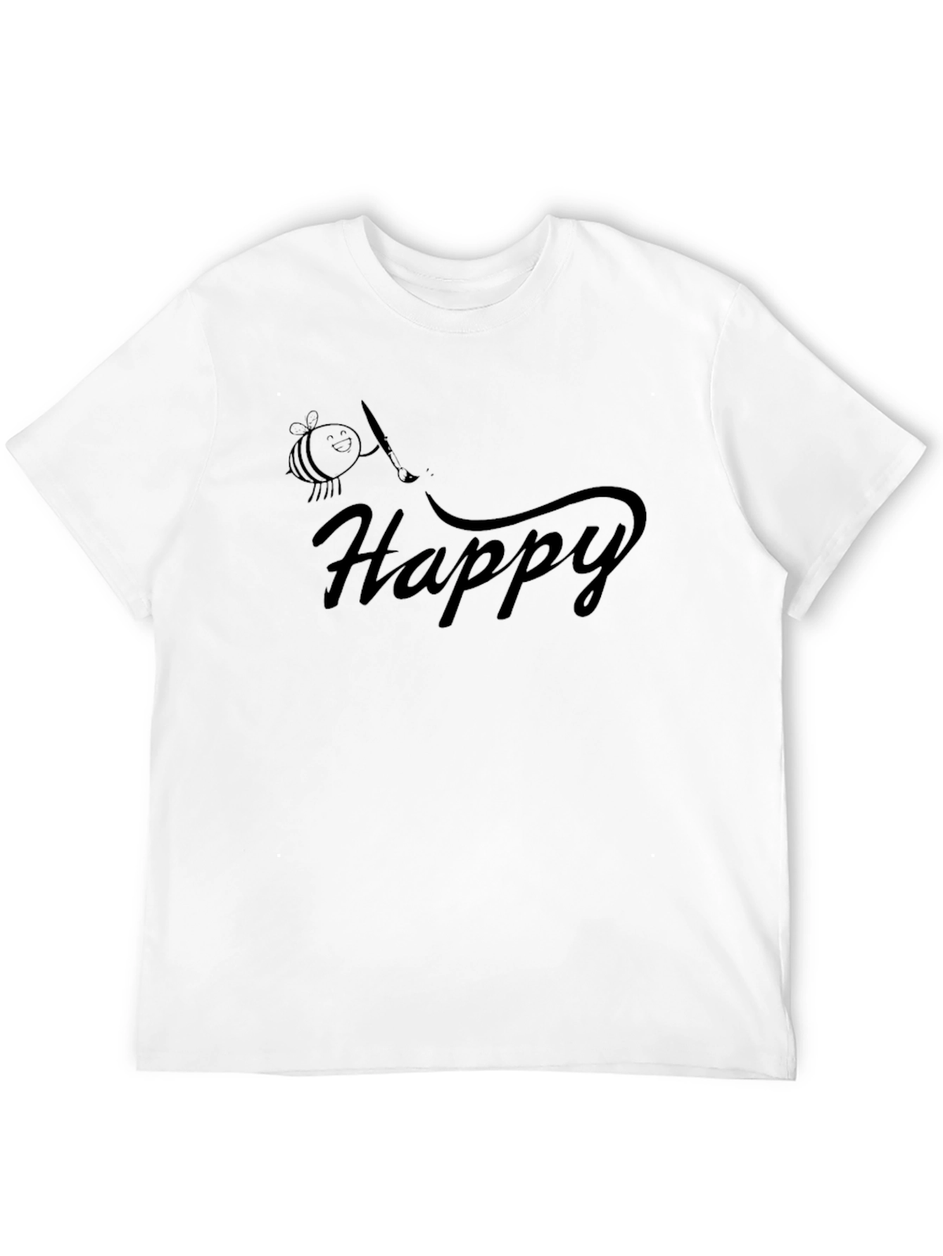 Happy Bee Graphic Tee - Stylish Black T-Shirt