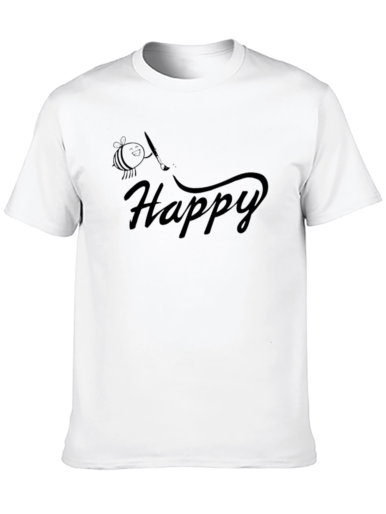 Happy Bee Graphic Tee - Stylish Black T-Shirt