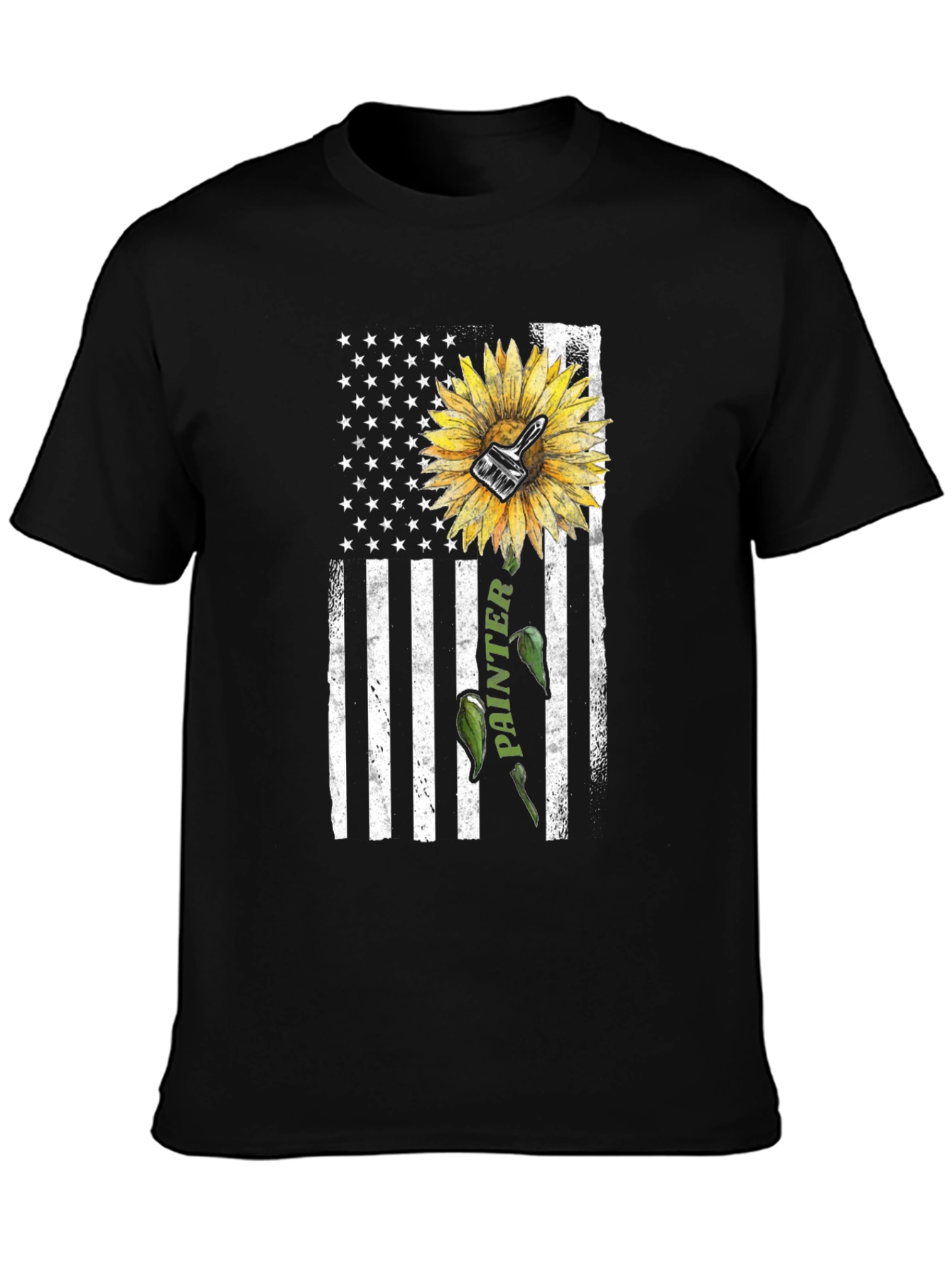 Painter Sunflower USA Flag T-Shirt
