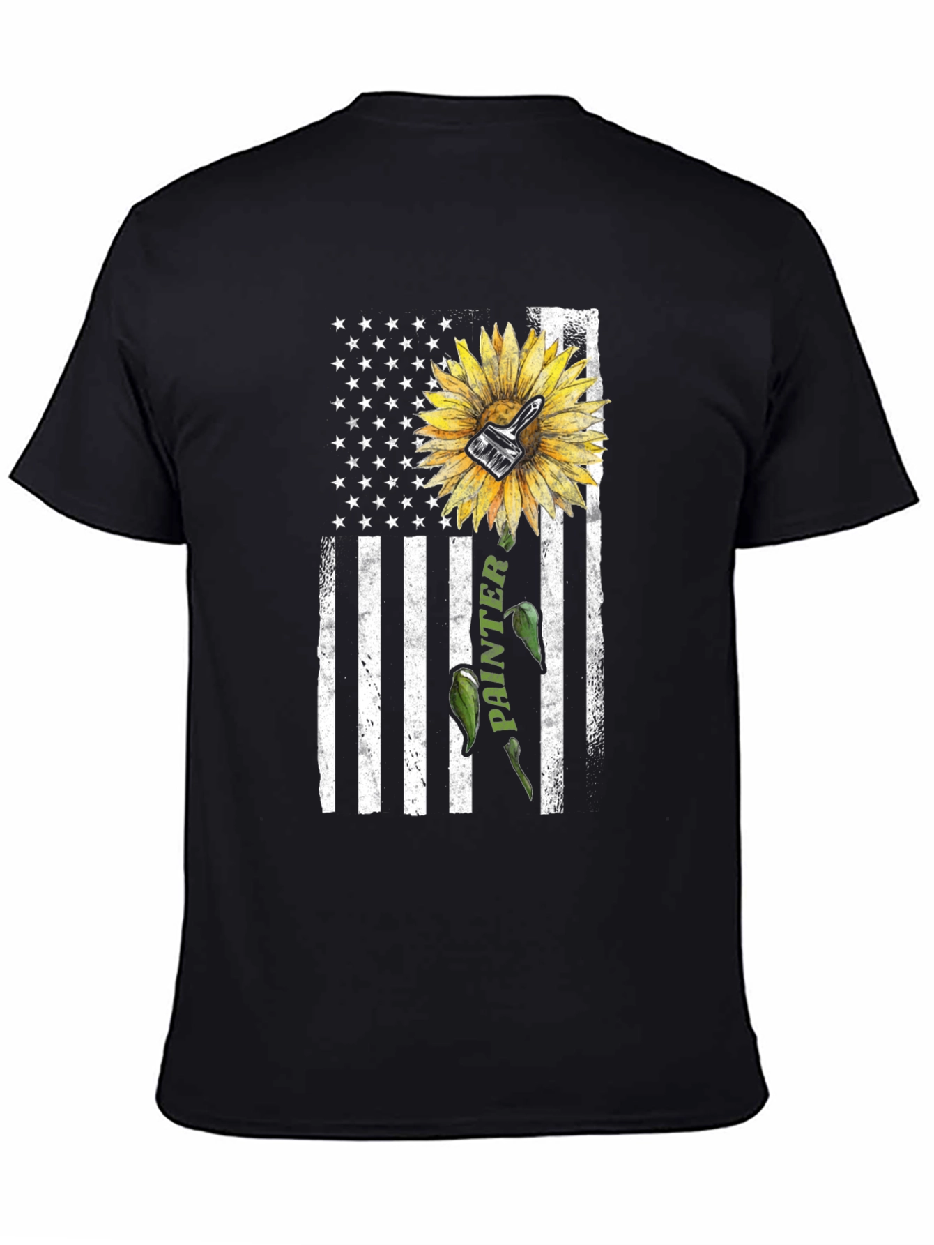 Painter Sunflower USA Flag T-Shirt