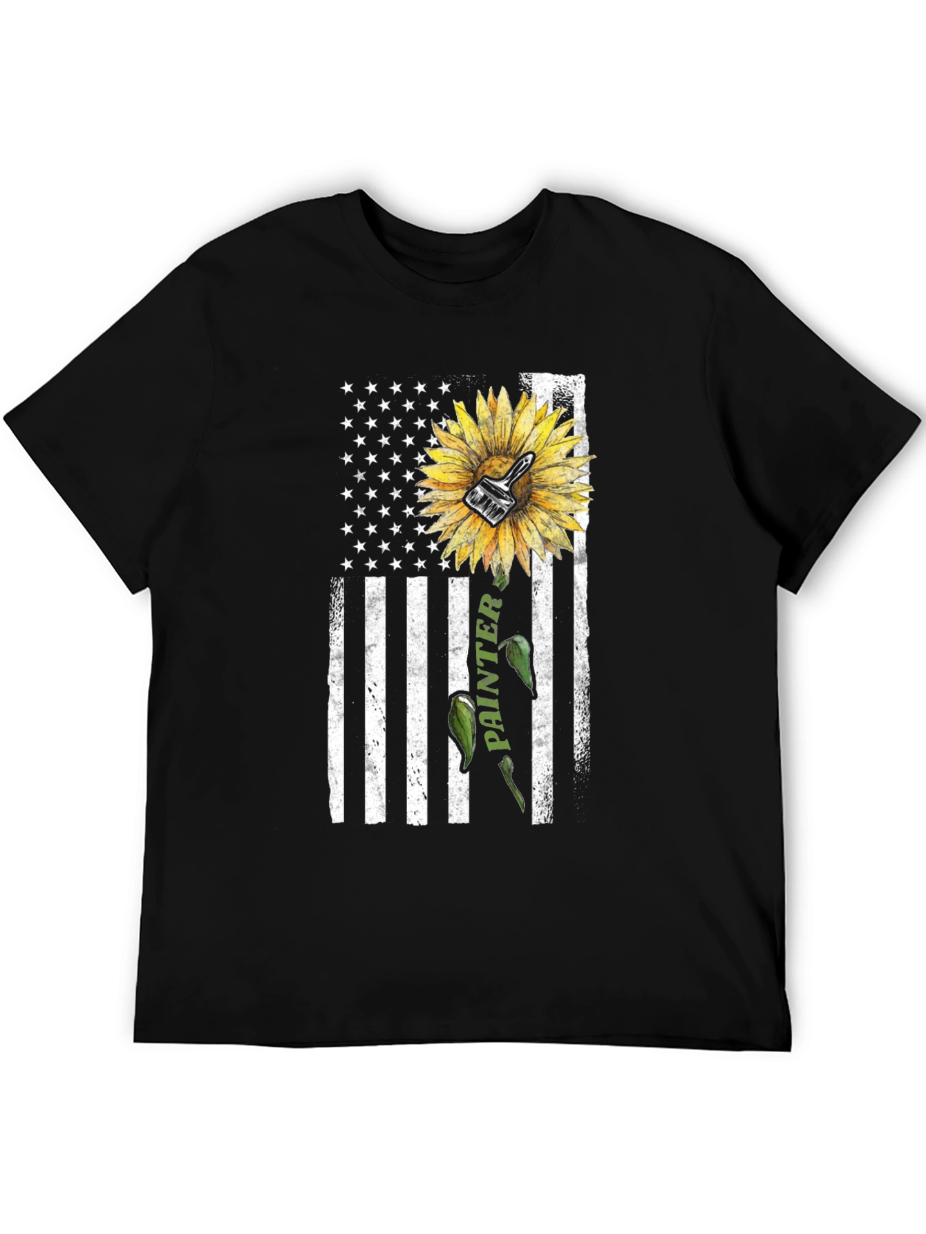 Painter Sunflower USA Flag T-Shirt