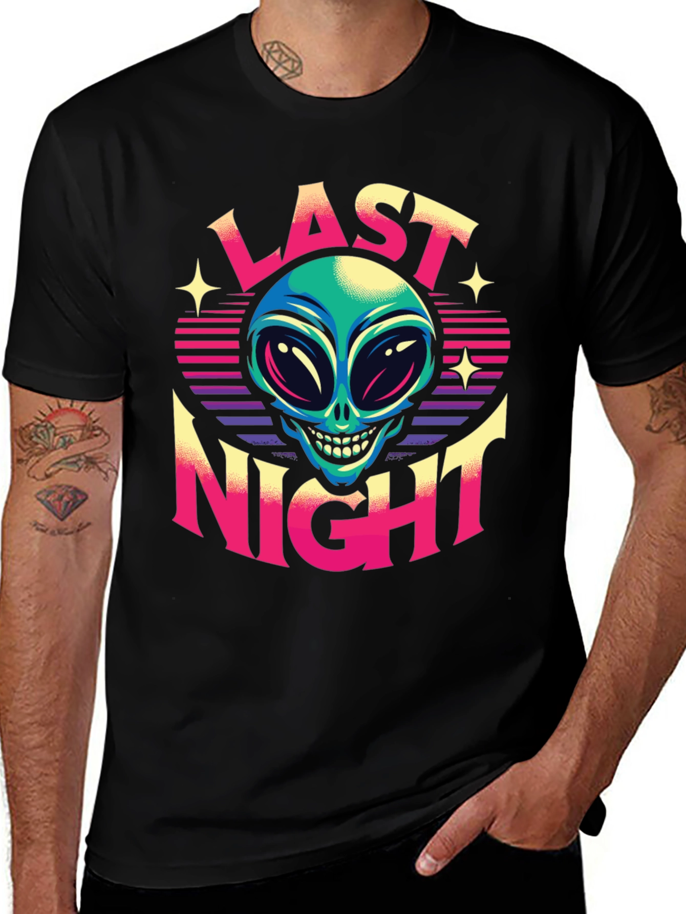 Last Night Alien Graphic T-Shirt - Retro Style