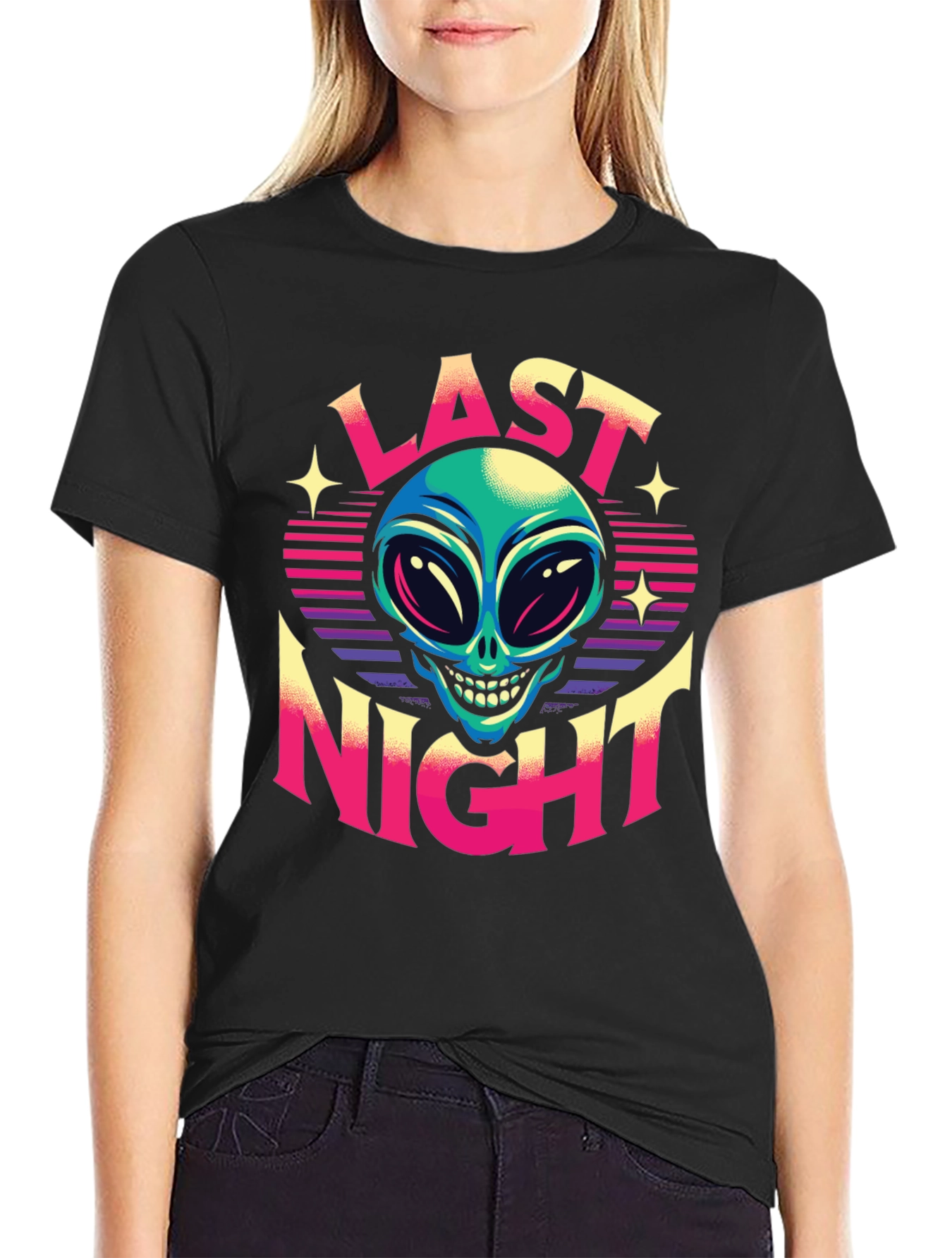 Last Night Alien Graphic T-Shirt - Retro Style