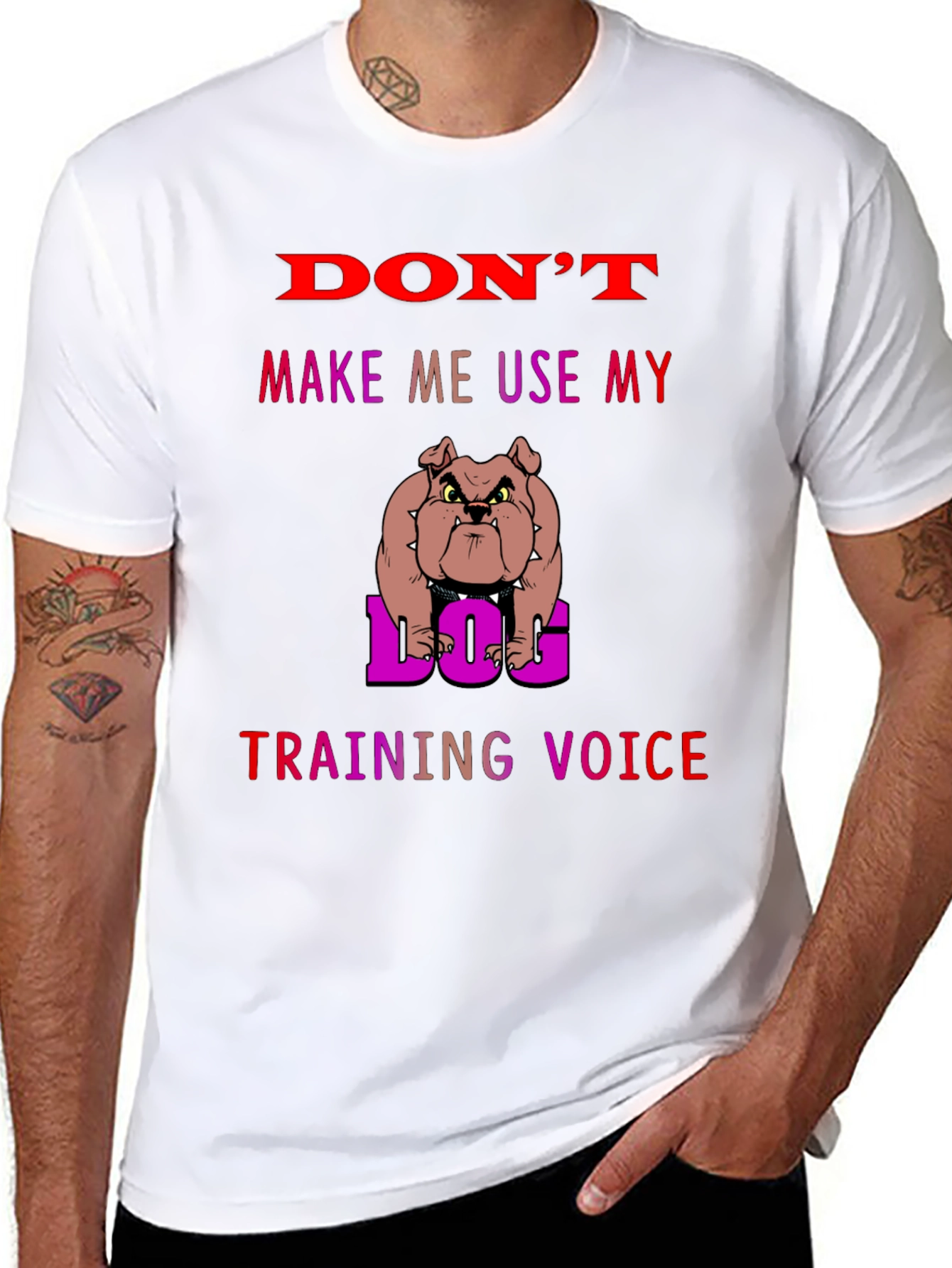 Dog Training Voice T-Shirt - Funny Bulldog Tee